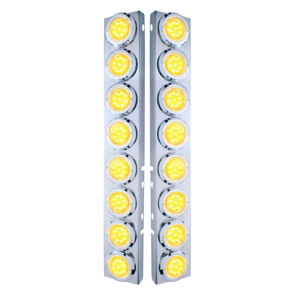 United Pacific 33701 SS Front Air Cleaner Light Bar with Bracket for Peterbilt Trucks - Amber Clearance & Marker Light for Heavy Duty Truck Safety & Night Visibility