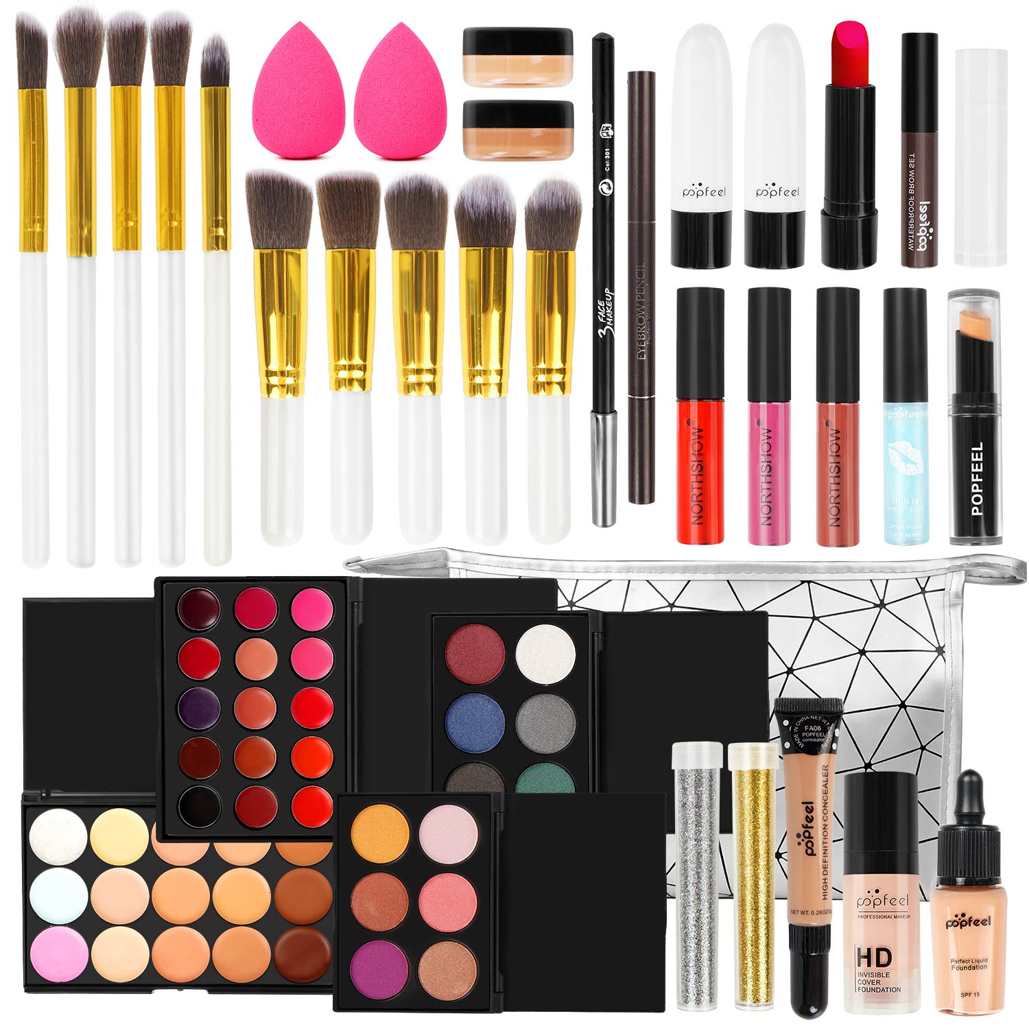 FantasyDay Complete Makeup Kit - Christmas Makeup Gift Set with Eyeshadow, Lipstick, Brushes, Contour Stick, Concealer, Mascara, Blush & Powder | Perfect for Holiday Gifts, Birthday Presents & Makeup Lovers