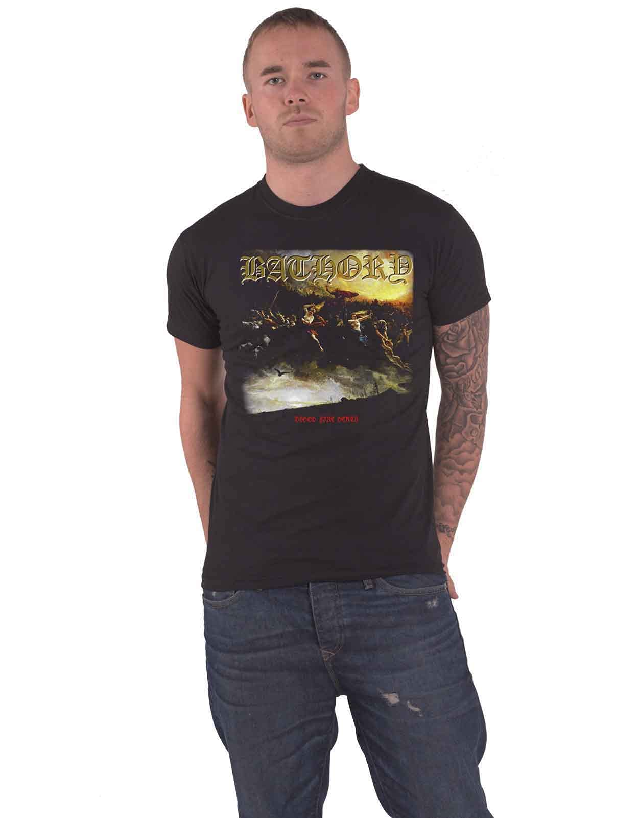 Bathory Blood Fire Death T-Shirt - Official Men's Black Tee for Metal Fans