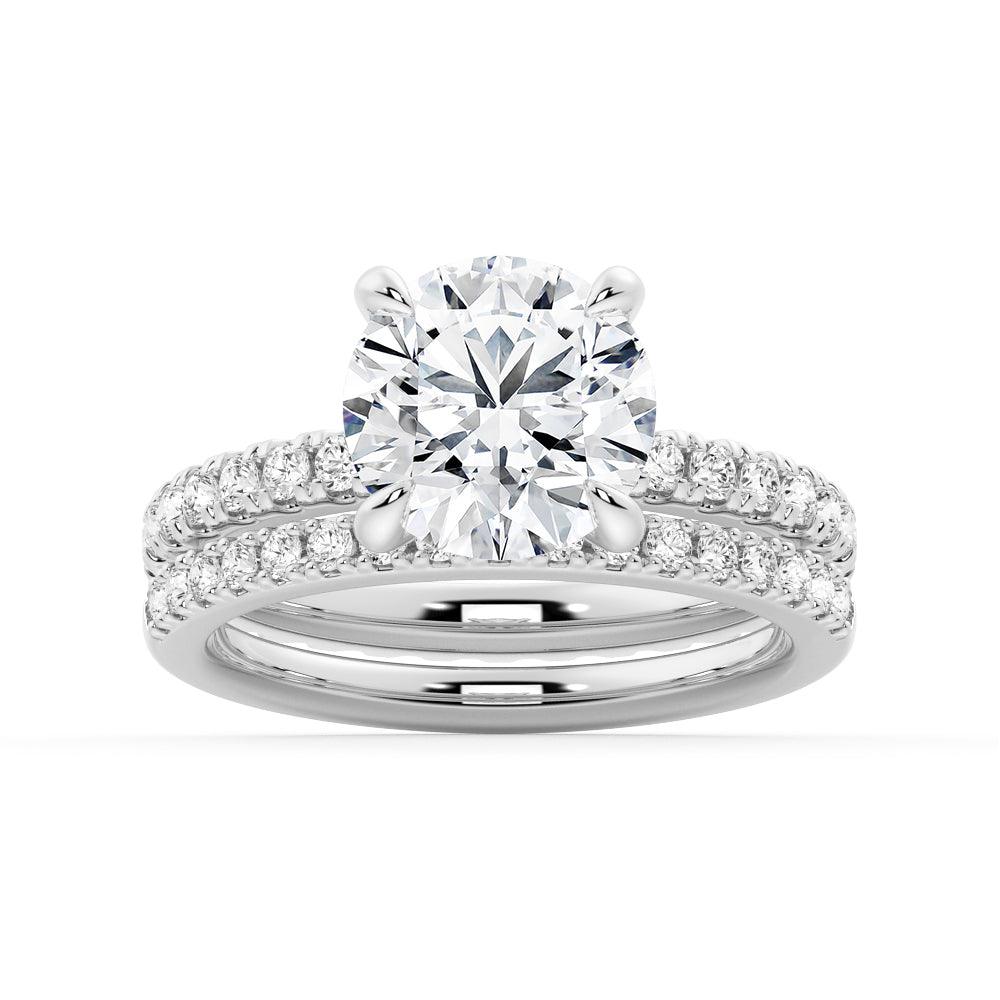 Round Moissanite Engagement Ring with Eternity Pave Band - Sparkling Wedding Jewelry for Proposals, Anniversaries & Special Occasions