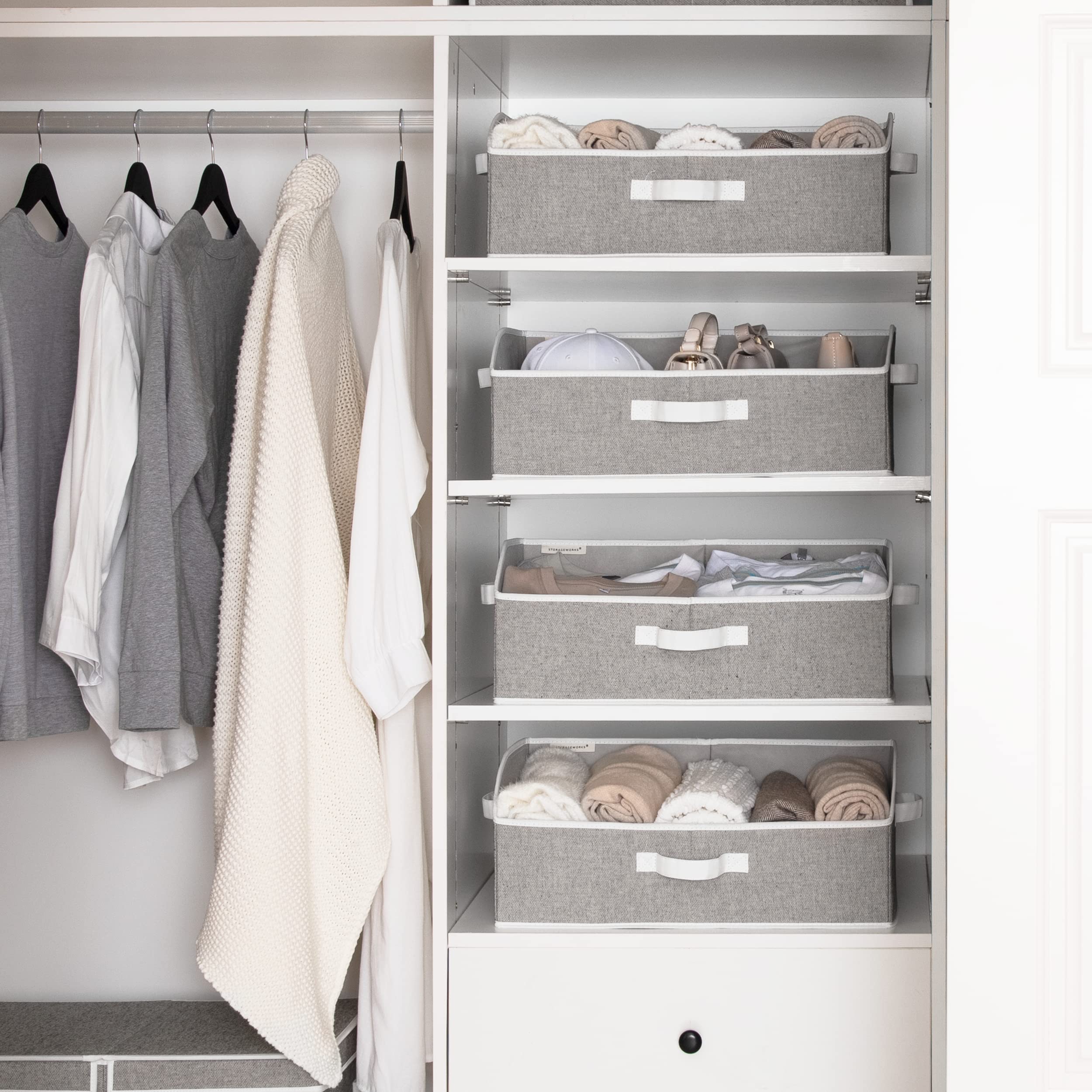 StorageWorks Closet Storage Bins Set - Large Trapezoid Organizer Baskets for Bedroom, Bathroom & Closet Organization | Space-Saving Home Storage Solution