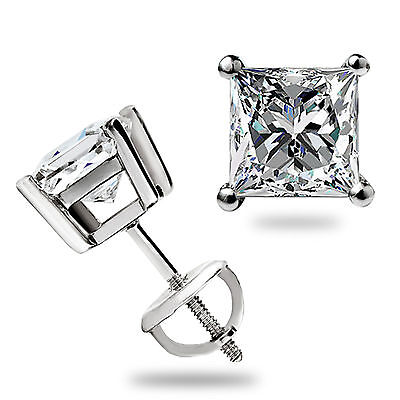 1.01 Carat Lab Grown Princess Cut Diamond Stud Earrings in 18K White Gold - F Color VS2 Clarity | Perfect for Weddings, Anniversaries & Special Occasions