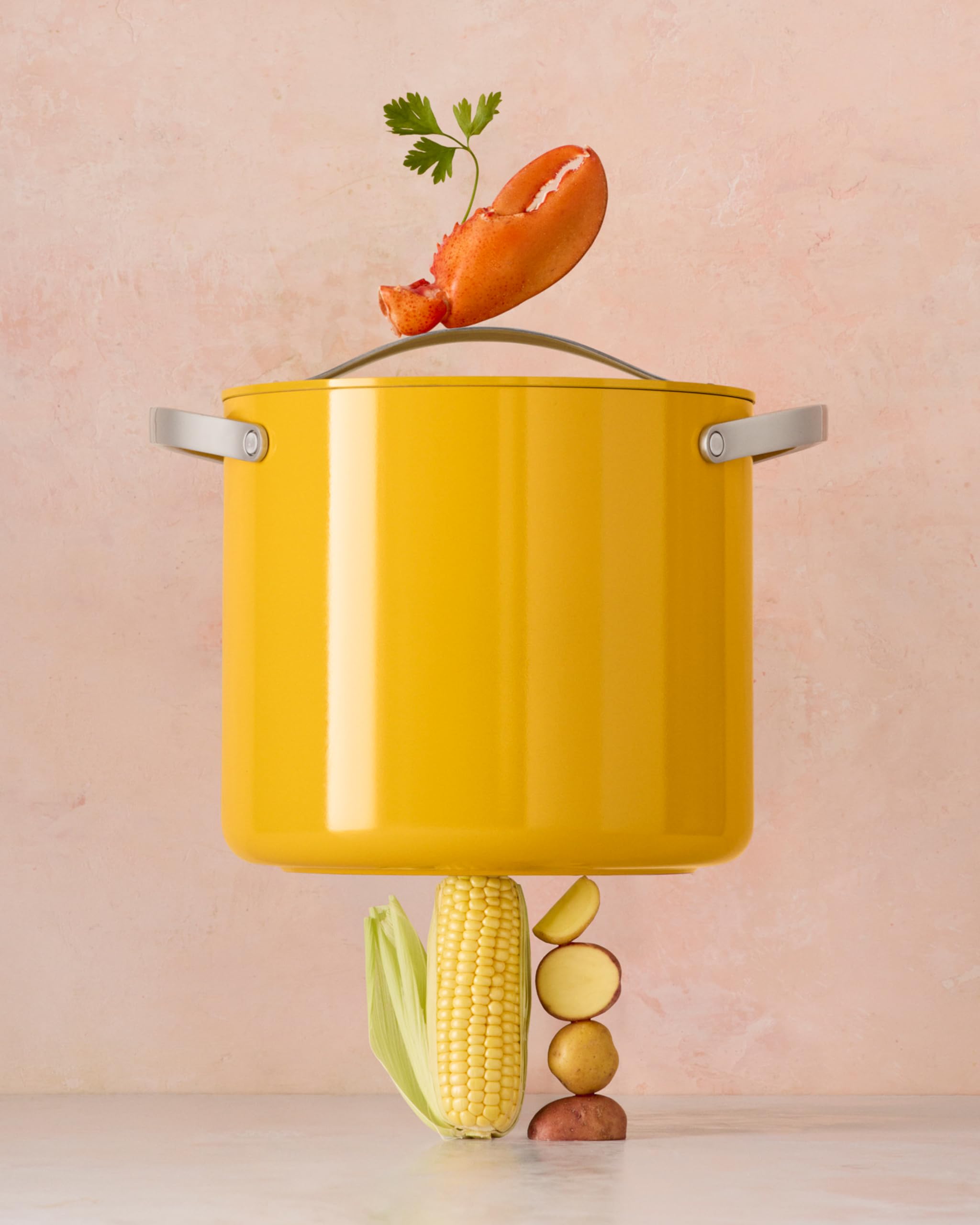 Caraway 12 Qt Ceramic Coated Stock Pot with Lid - Non-Toxic, PFOA-Free Large Cooking Pot for Soups, Stews & Pasta - Perfect for Family Dinners & Meal Prep - Gray