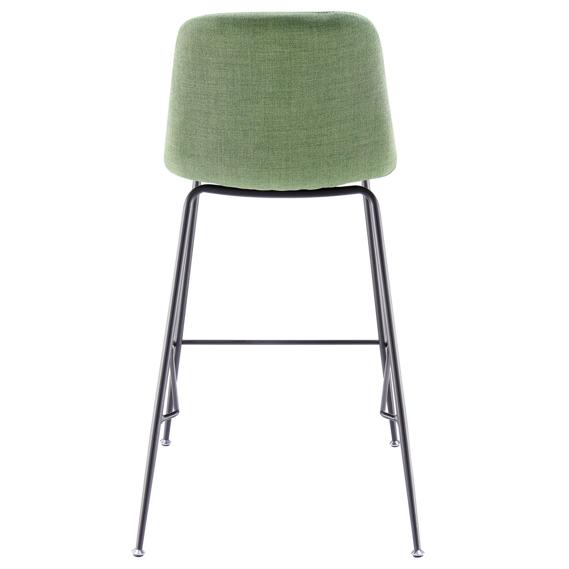 Caleb Fabric Counter Stool - Modern Kitchen Bar Stools with Penta Green Upholstery, Comfortable Swivel Seat for Home, Restaurant & Cafe Use