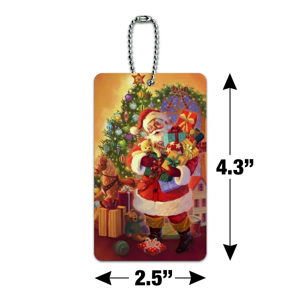 Santa Delivering Toys Luggage Tag - Christmas Holiday Carry-On ID Tag for Suitcases & Travel Bags - Perfect for Holiday Travel, Gift Giving & Festive Luggage Identification