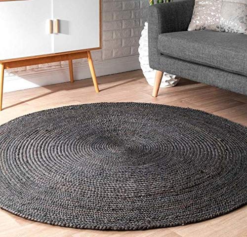 5x5 Feet Round Jute Rug - Natural Braided Jute Area Rug for Living Room, Bedroom & Dining Table Decor - Eco-Friendly Home Floor Mat for Boho & Farmhouse Style