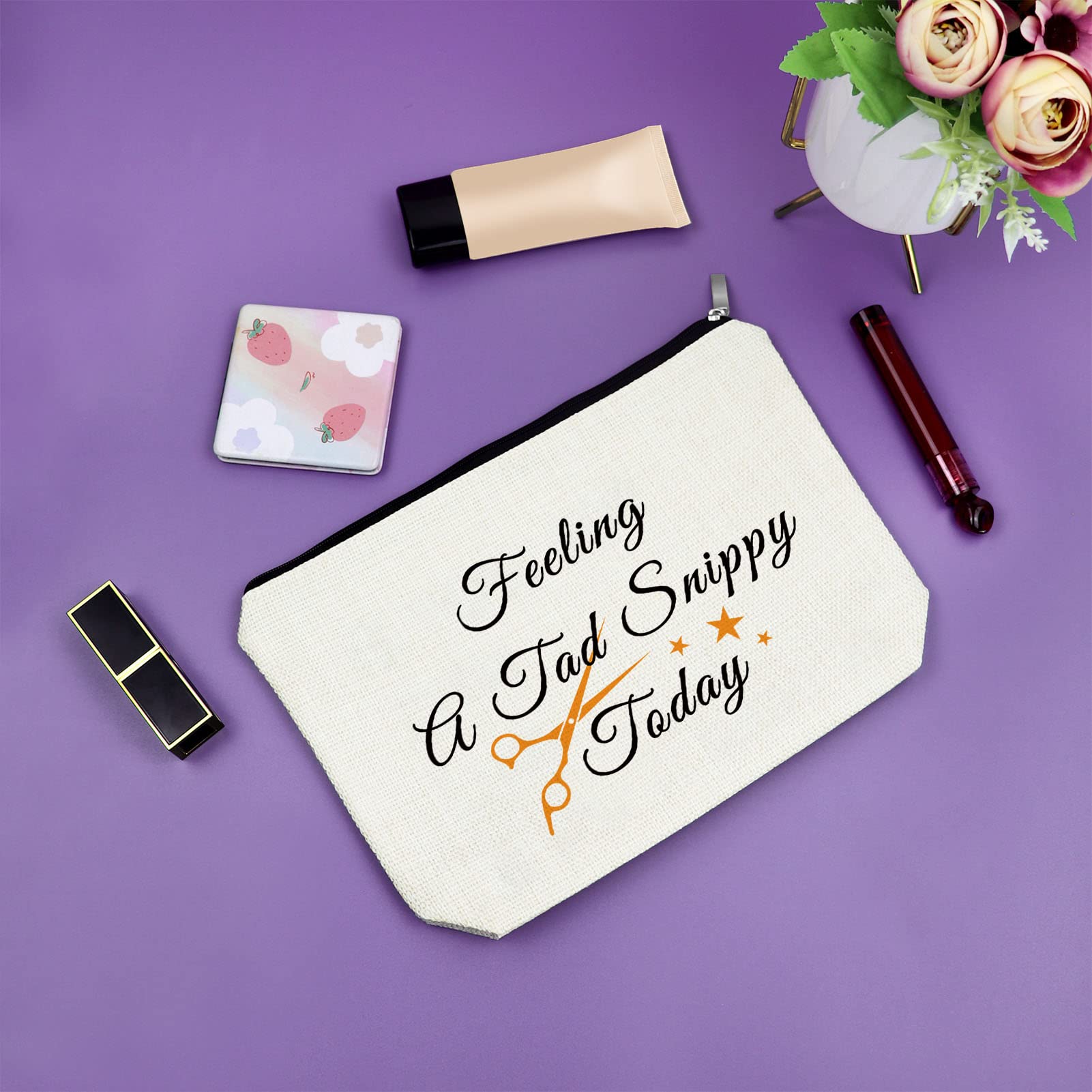 Funny Hair Stylist Appreciation Gifts - Sazuwu Makeup Bag & Cosmetic Organizer for Barber Graduation, Christmas, Birthday, Thanksgiving & Retirement - Perfect Gift for Hairdressers & Salon Professionals (Great for Travel & Daily Makeup Storage)