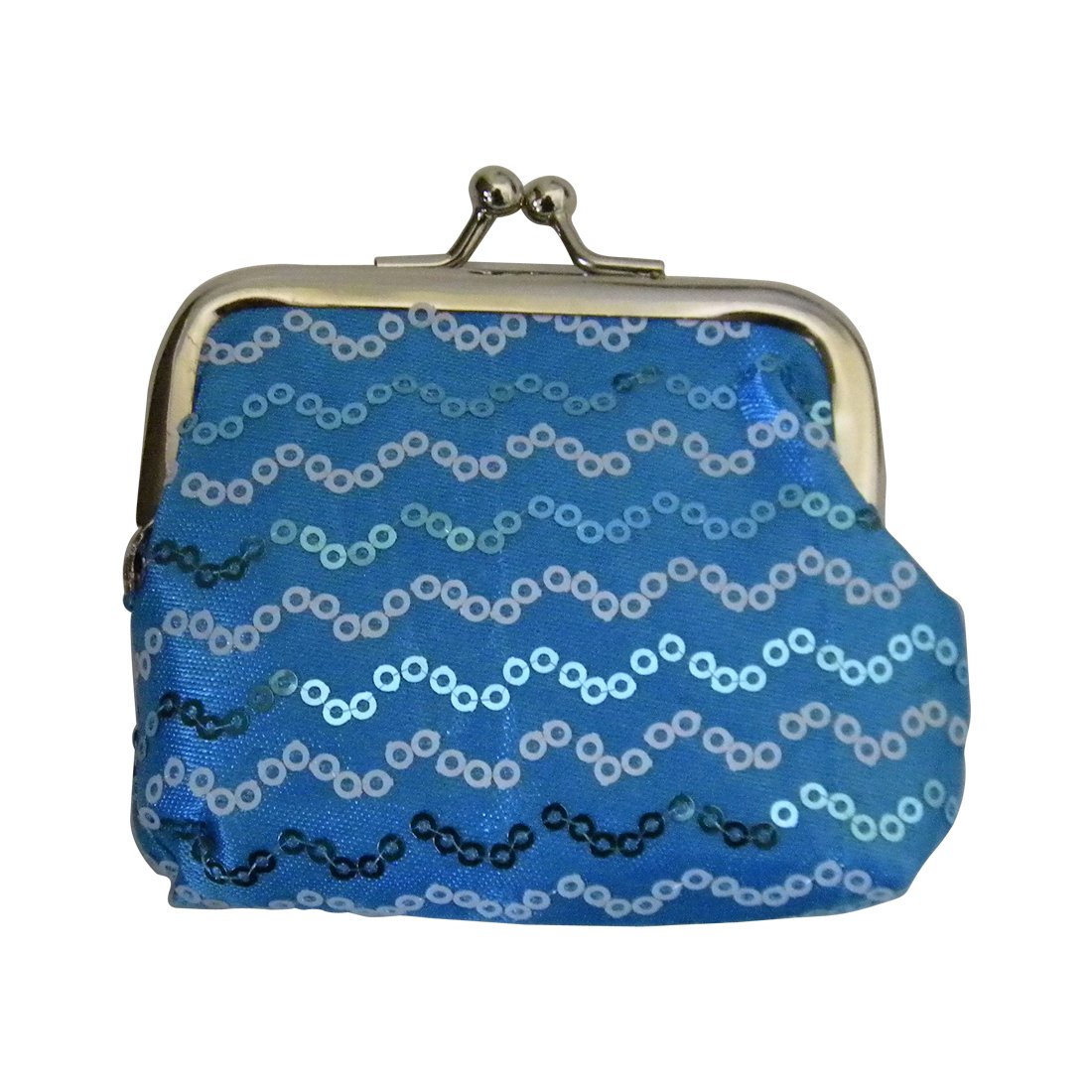 Sparkly Blue Sequins Coin Purse with Secure Snap Closure - Stylish & Durable Motique Accessories for Parties, Travel & Everyday Use