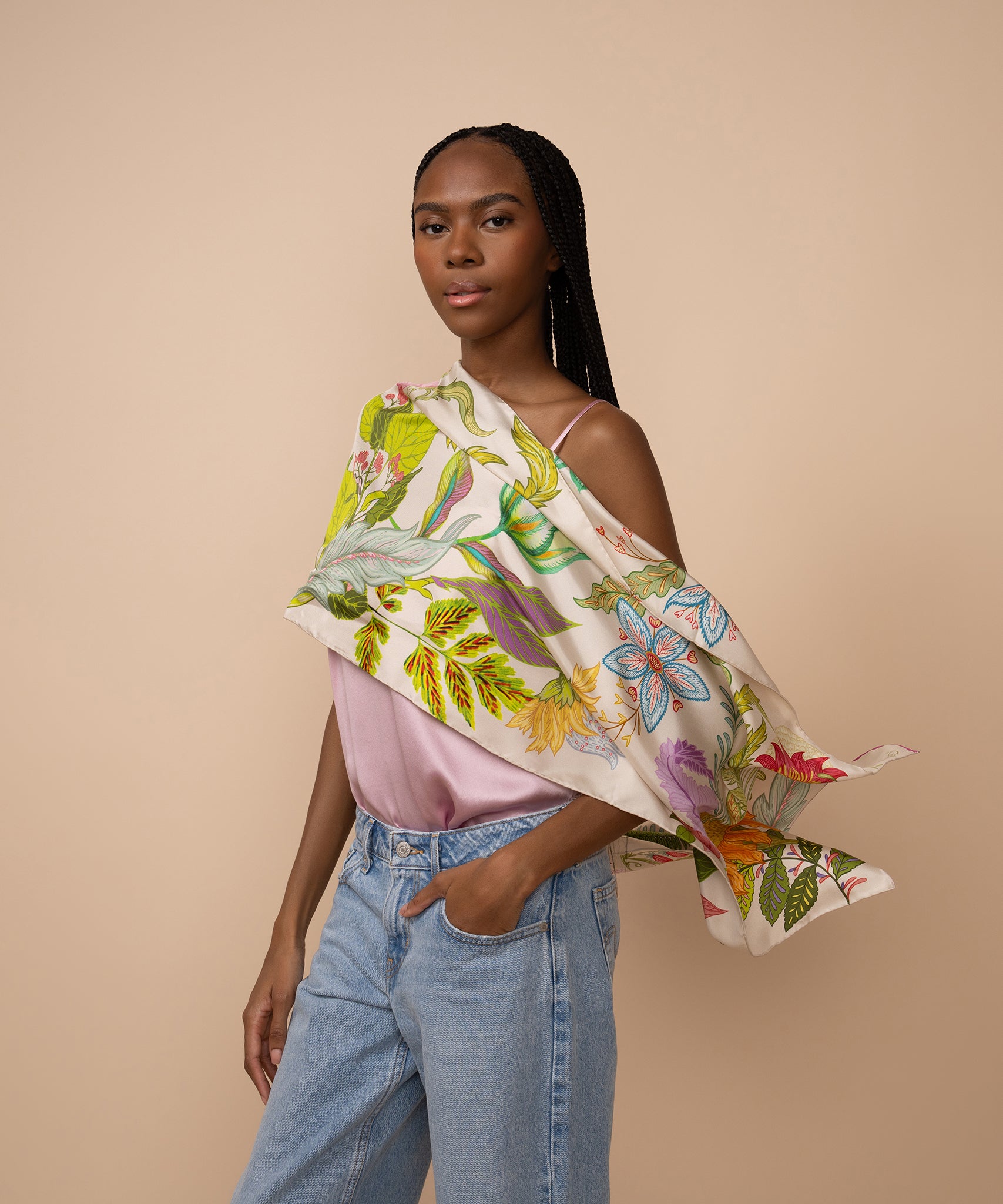 Oasis Silk Oblong Scarf - Premium Lightweight Fashion Accessory for Women, Elegant Shawl Wrap for Office, Travel & Special Occasions