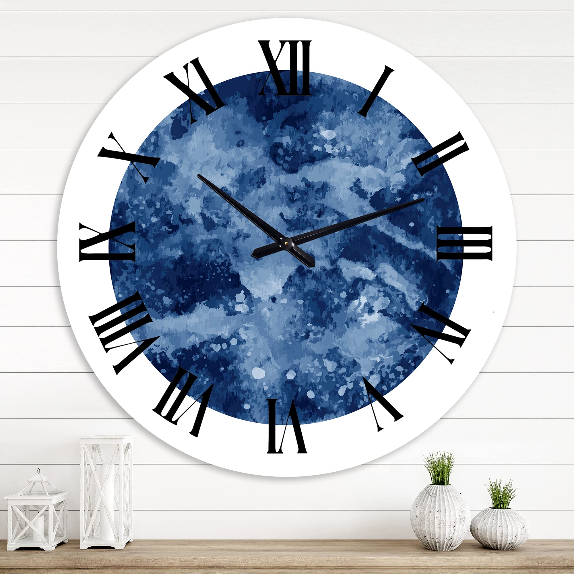 DesignQ Modern Wall Clock - Space Galaxy Circle Astrology Large Wall Decor for Bedroom, Living Room & Office | Silent Non-Ticking Home Decor