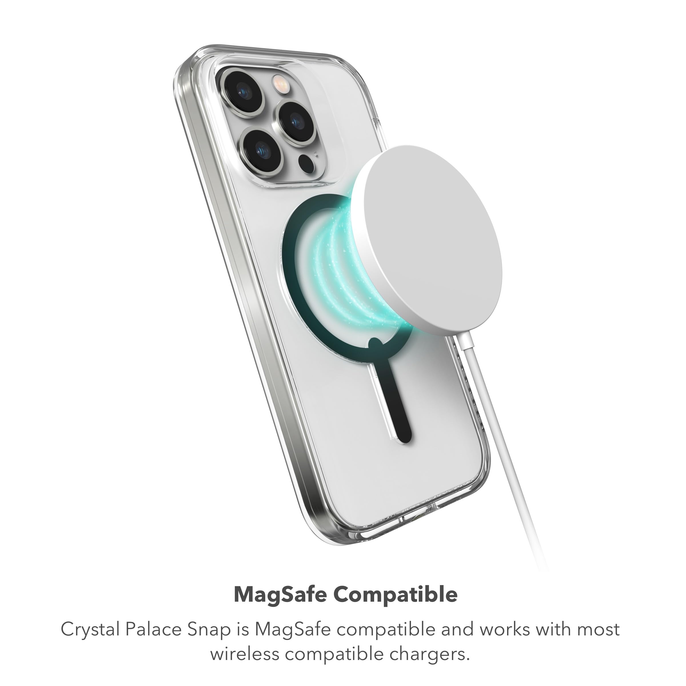 ZAGG Crystal Palace Snap iPhone 15 Pro Max Clear Protective Case with Built-in Kickstand - 13ft Drop Protection, Durable Graphene, Anti-Yellowing & Scratch-Resistant MagSafe Compatible Case for Work, Travel & Everyday Use