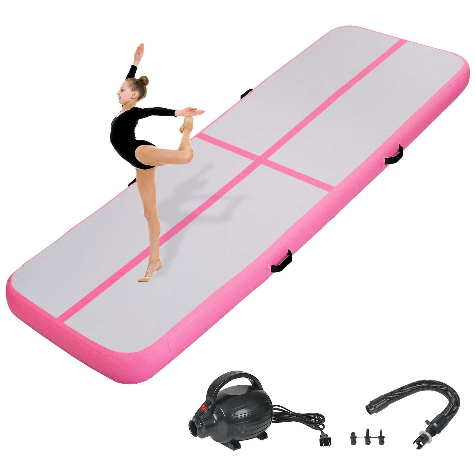 Inflatable Gymnastics Air Tumbling Track Mat - 6ft/10ft/13ft/16ft/20ft Sizes - Portable Training Mat with Electric Pump for Kids & Adults - Perfect for Home, Outdoor, Cheerleading, Yoga & Water Park Activities