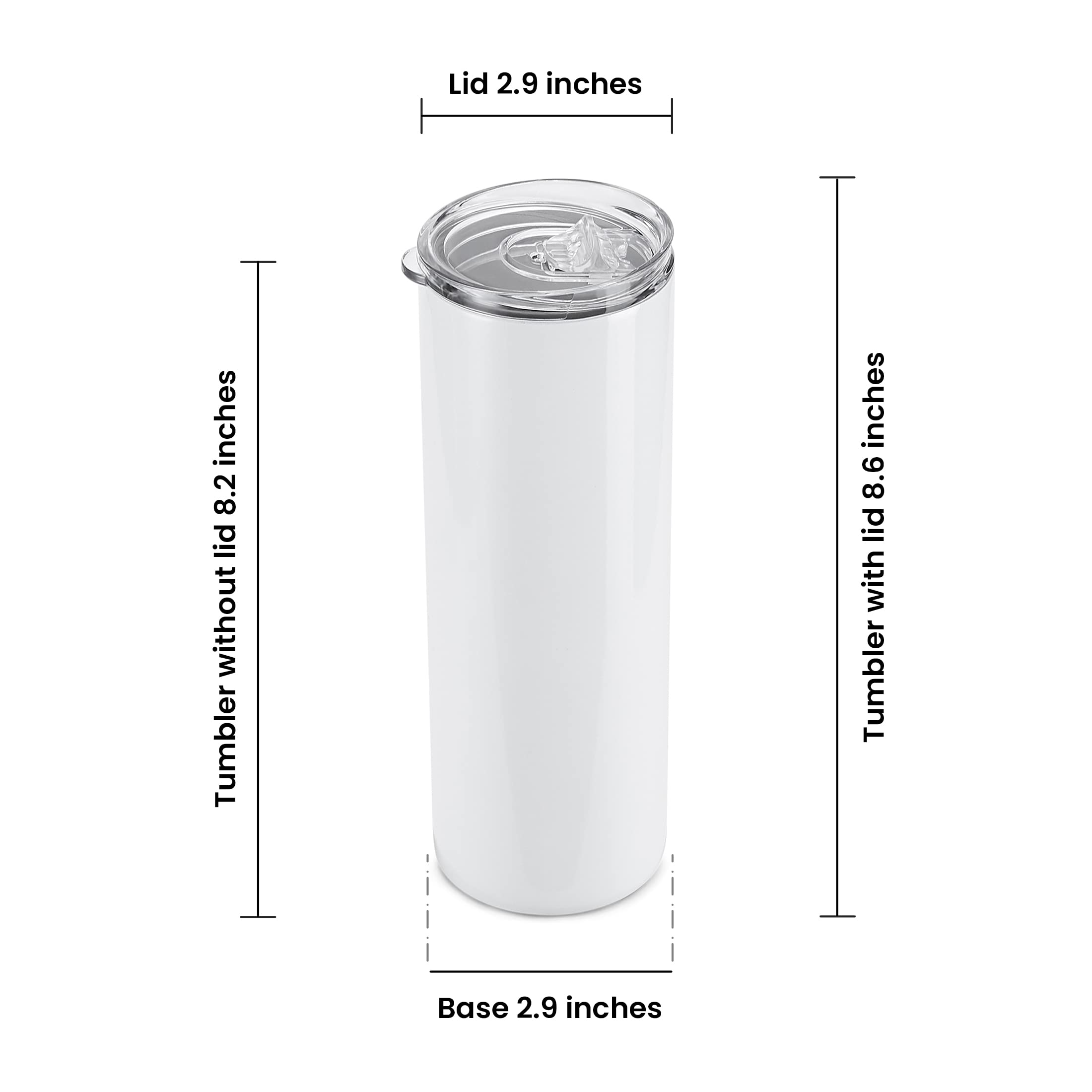 Makerflo 20 oz White Skinny Sublimation Blank Tumbler with Lid & Straw - Pack of 25 | DIY Personalized Gifts for Christmas, Birthdays, Promotions | Compatible with Sublimation, Epoxy, UV DTF, Vinyl & Laser Engraving | Perfect for Home, Office, Gym & Outdoor Use