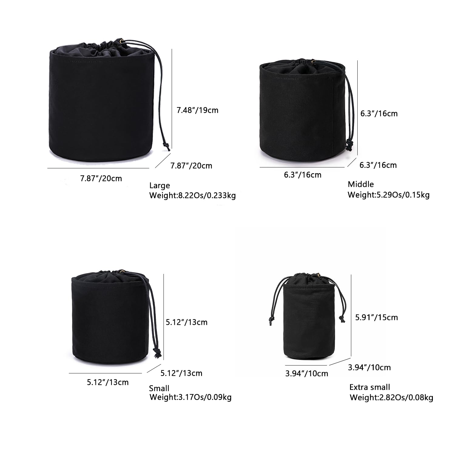Women's Tall Round Handbag Organizer Insert - Canvas Purse Storage & Cosmetic Pouch for Makeup Essentials | Perfect for Bucket Bags, Travel & Daily Organization