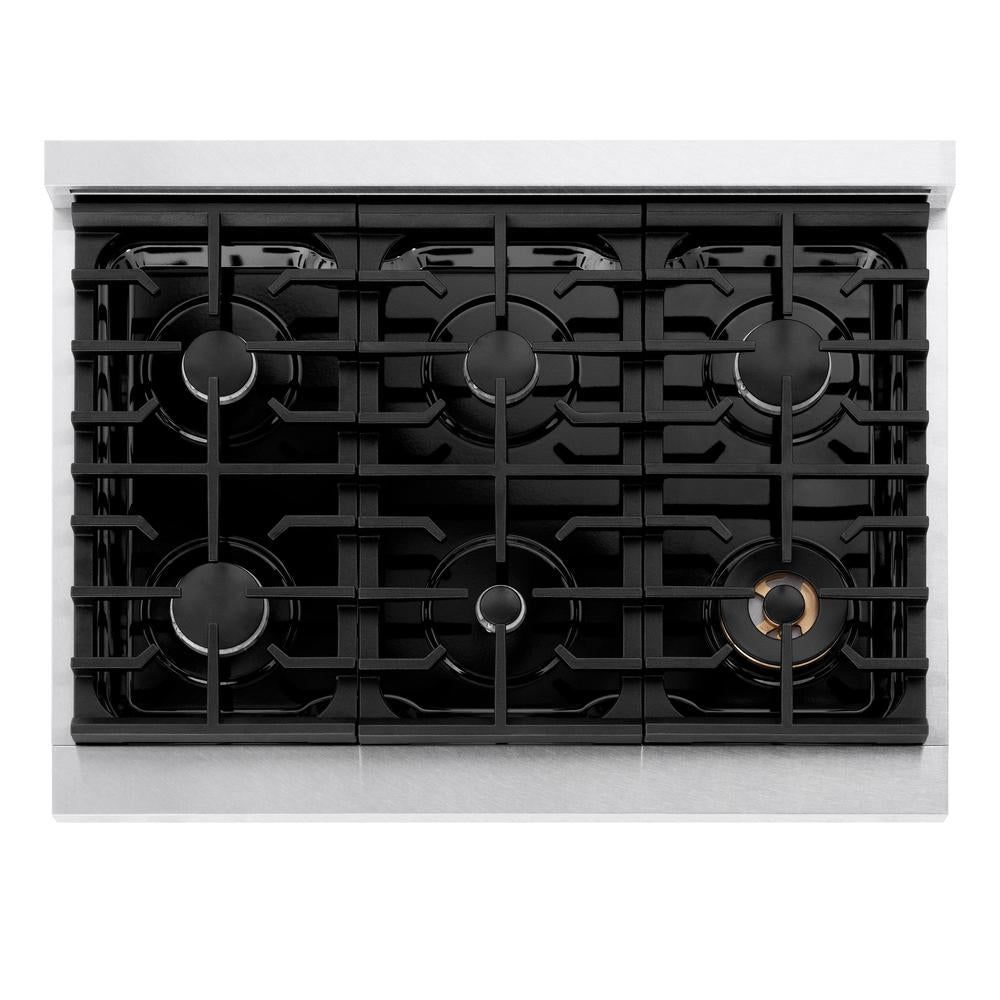 ZLINE 36 Inch Paramount Gas Rangetop with 6 Burners & Porcelain Cooktop in Satin Stainless Steel (SRTS 36) - Professional Grade Stove for Home Chefs & Commercial Kitchens
