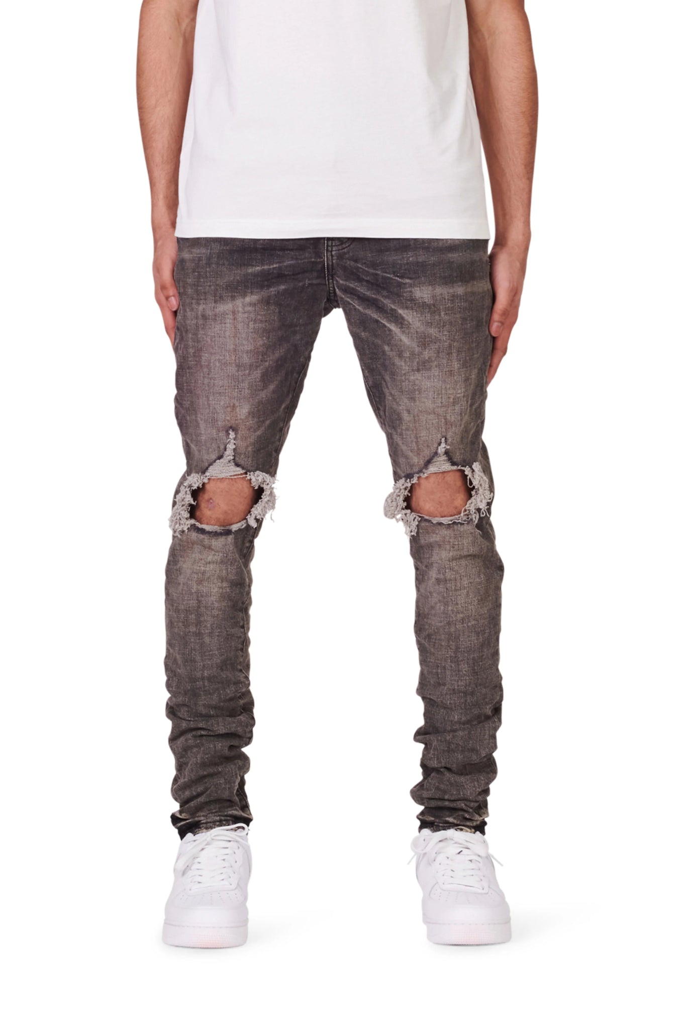 Purple Brand P002 Vintage Worn Blowout Black Jeans - Distressed Denim Pants for Men, Streetwear Fashion, Casual Outfit | Perfect for Urban Style, Night Out, and Everyday Wear