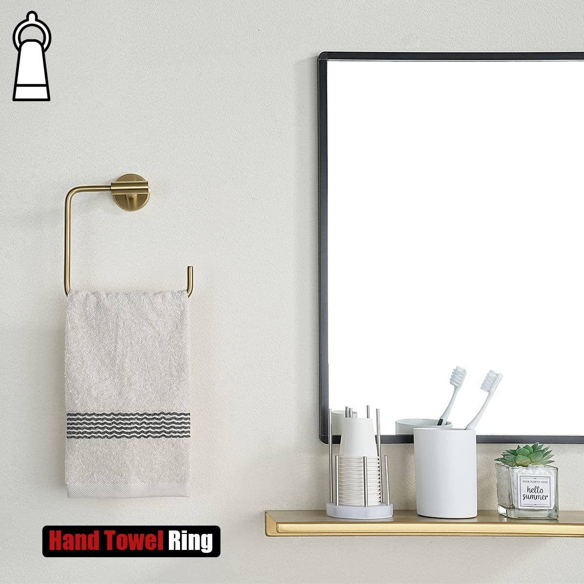 Brushed Gold Towel Ring Holder - 6