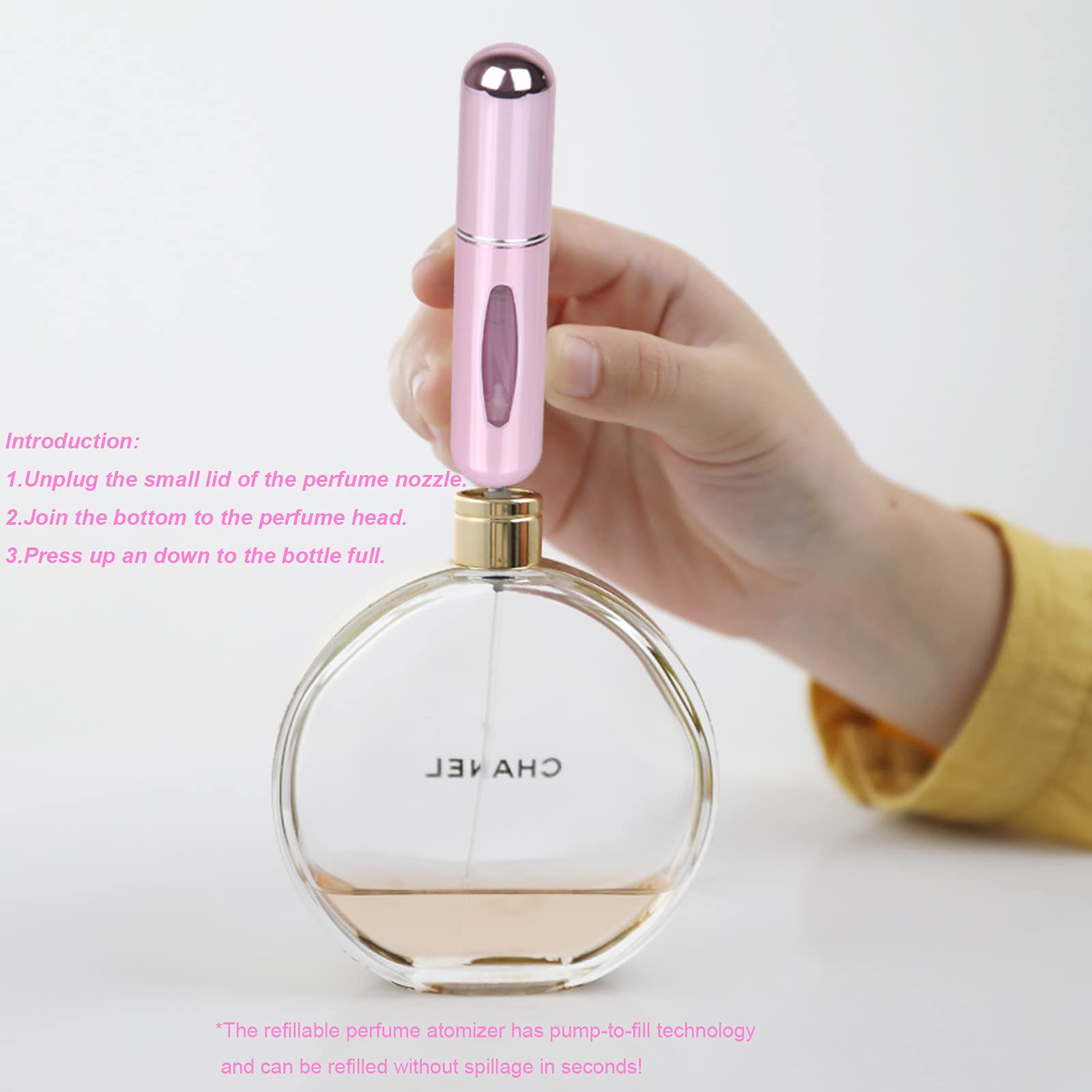 TIGERMILLION 5ml Refillable Travel Perfume Atomizer Bottle - Portable Mini Perfume Spray Pump for Women & Men, Leak-Proof Scent Case (Pack of 6) - Perfect for Airplane, Gym, Office & On-The-Go Fragrance Touch Ups