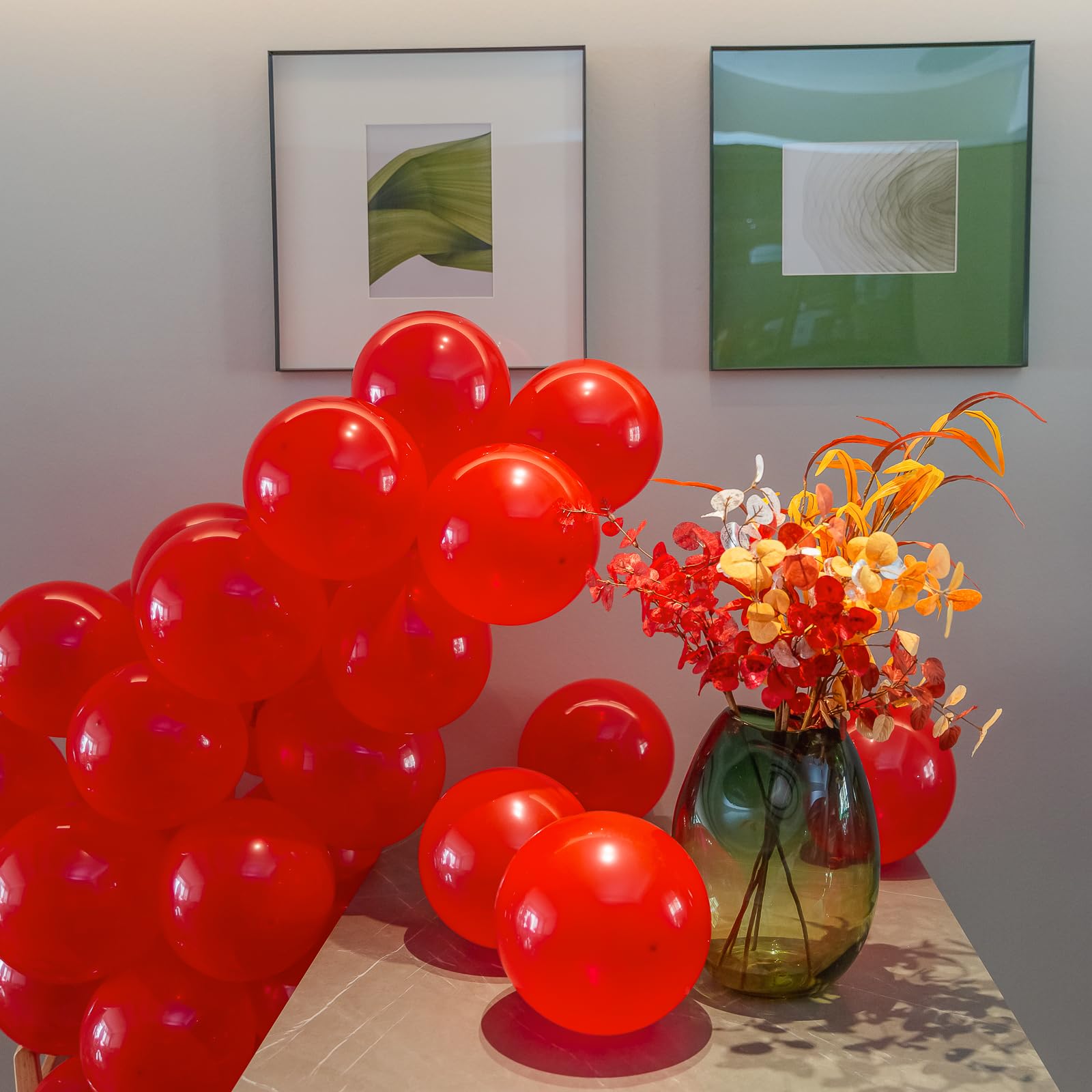 100pcs 12 Inch Red Latex Balloons - Premium Helium Quality for Birthday, Wedding, Anniversary, Christmas & Valentine's Party Decorations (Includes Red Ribbon) - Perfect for Indoor & Outdoor Celebrations, Baby Showers & Graduation Parties