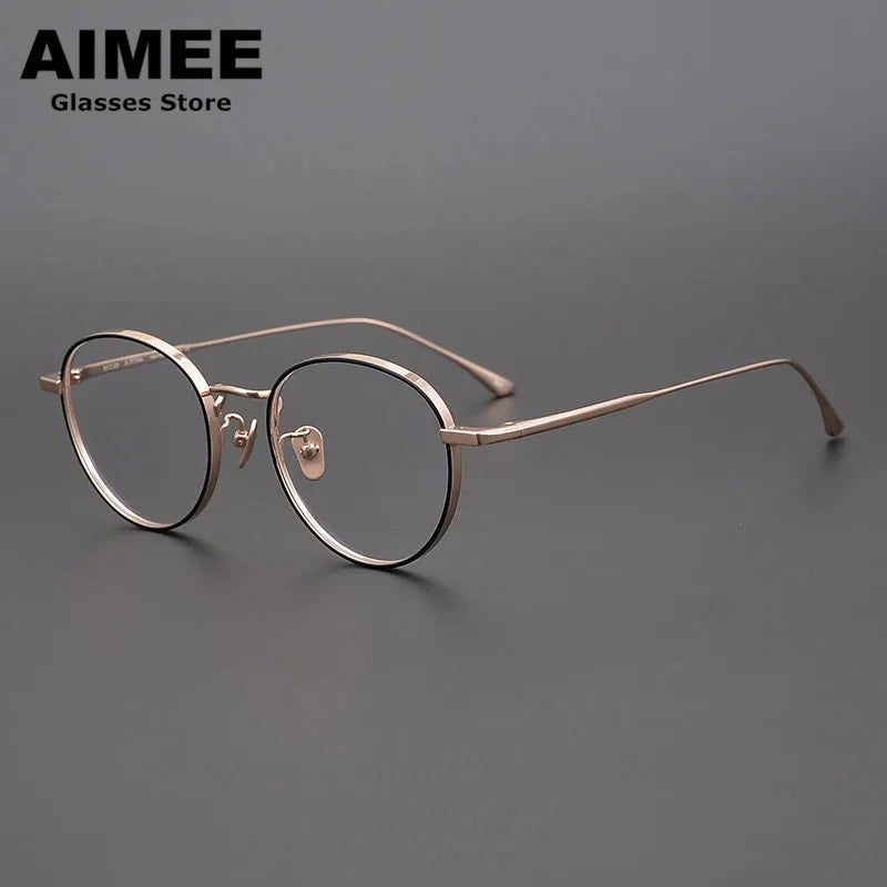 Aimee Unisex Full Rim Round Titanium Eyeglasses 7845 - Lightweight & Durable Frame for Men & Women - Perfect for Reading, Work & Everyday Use