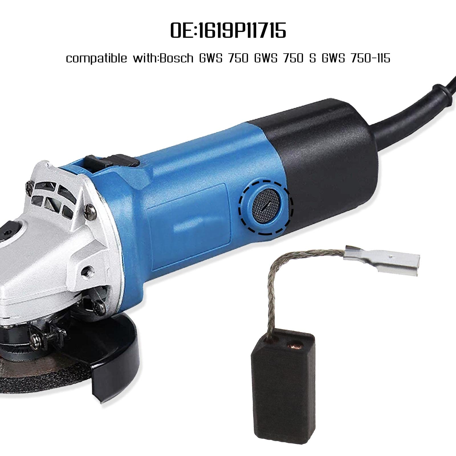Bosch GWS 750 Angle Grinder Replacement Carbon Brushes - Pair of E64 Motor Brushes 15x8x5mm - Perfect for Woodworking, Metal Grinding & DIY Projects