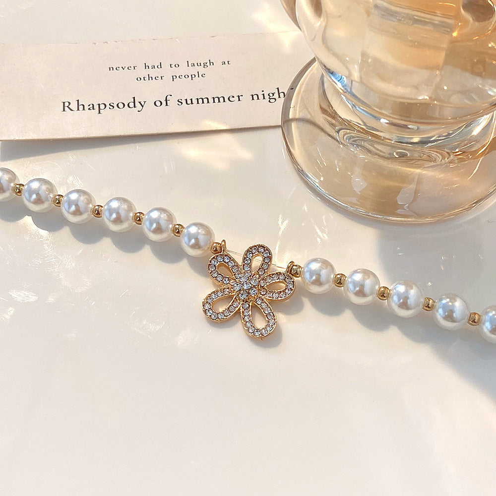 Ivory Pearl Bead Flower Pendant Necklace - Elegant Floral Jewelry for Women | HN1433 | Perfect for Weddings, Parties & Special Occasions