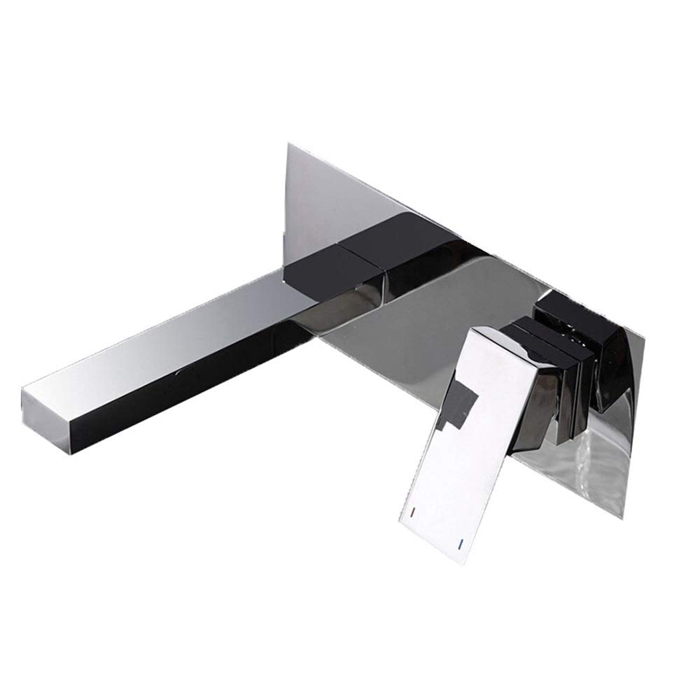 Modern Single-Handle Wall-Mounted Bathroom Faucet with Concealed Trim Kit - Hot & Cold Water Mixer for Countertop Basin - Perfect for Kitchen, Bathroom, Vanity, and Balcony Sinks - Space-Saving Design with Pre-Embedded Installation Box