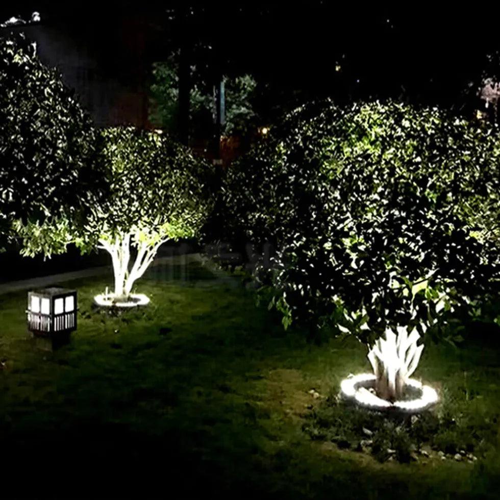Solar Powered LED Ring Ground Spotlight - Waterproof Outdoor Landscape Lighting for Garden, Pathway, Yard, and Patio Decor