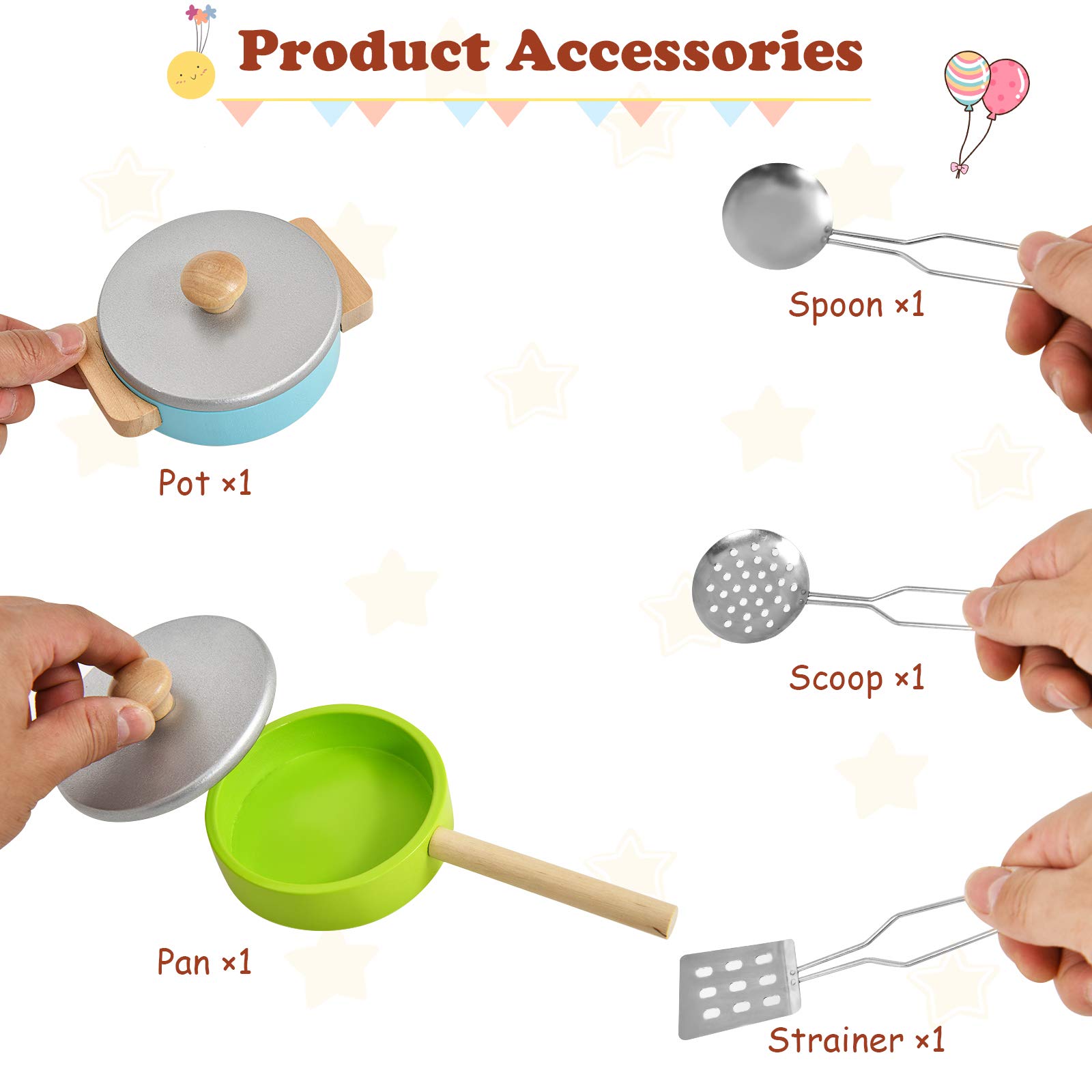 Costzon Wooden Kids Kitchen Playset with Sink, Oven, Microwave, Stove, Pots & Utensils - Pretend Play Kitchen Toy for Toddlers & Kids, Perfect Gift for Boys & Girls, Ideal for Home, Preschool & Daycare Playrooms