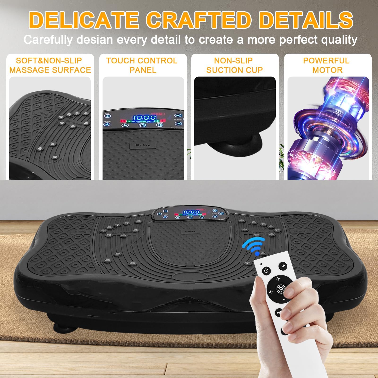 XXL 660LBS Vibration Plate Exercise Machine for Weight Loss & Full Body Workout - Heavy Duty Vibration Fitness Platform for Home Gym Training - Fat Burning & Body Shaping Equipment for Women & Men (Black) - Perfect for Home Fitness, Muscle Recovery & Cellulite Reduction