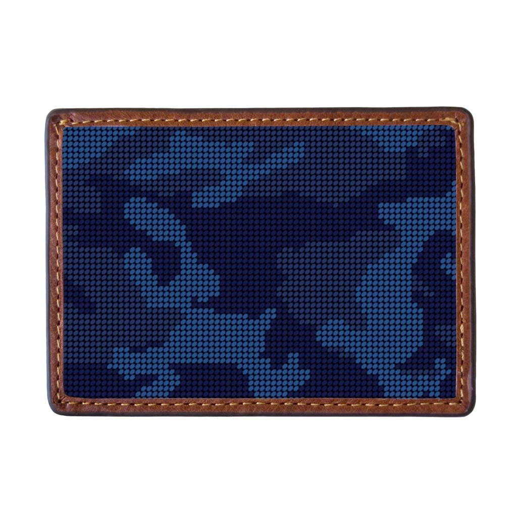 Smathers & Branson Navy Camo Needlepoint Credit Card Wallet - Stylish RFID-Blocking Slim Wallet for Men & Women | Perfect for Travel, Business & Everyday Use