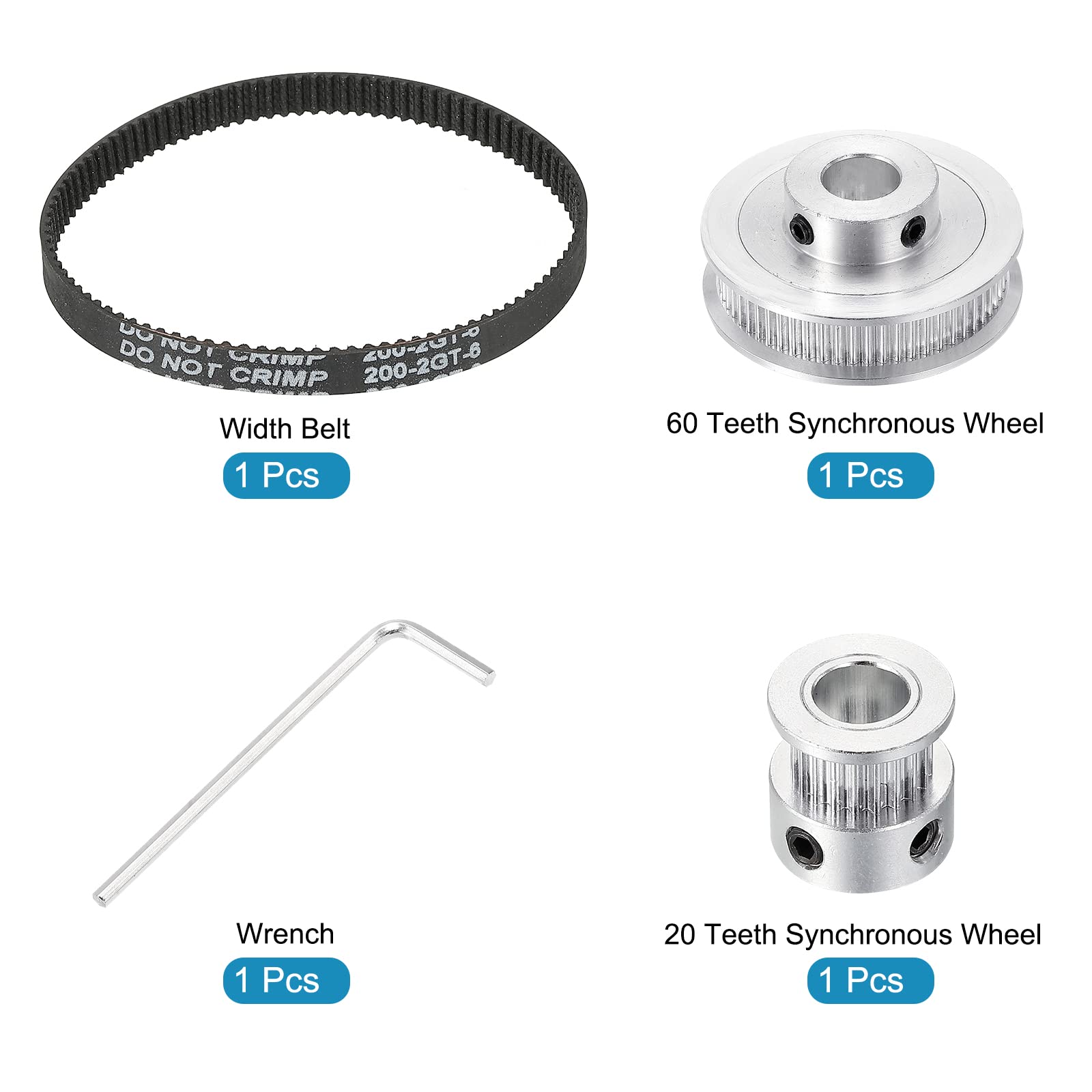 MECCANIXITY 20 & 60 Teeth Timing Pulley Set with 8mm & 10mm Bore, Synchronous Wheel, Belt and Wrench - Compatible with 3D Printers & CNC Machines - Perfect for DIY Robotics, Automation Projects and Industrial Equipment Maintenance