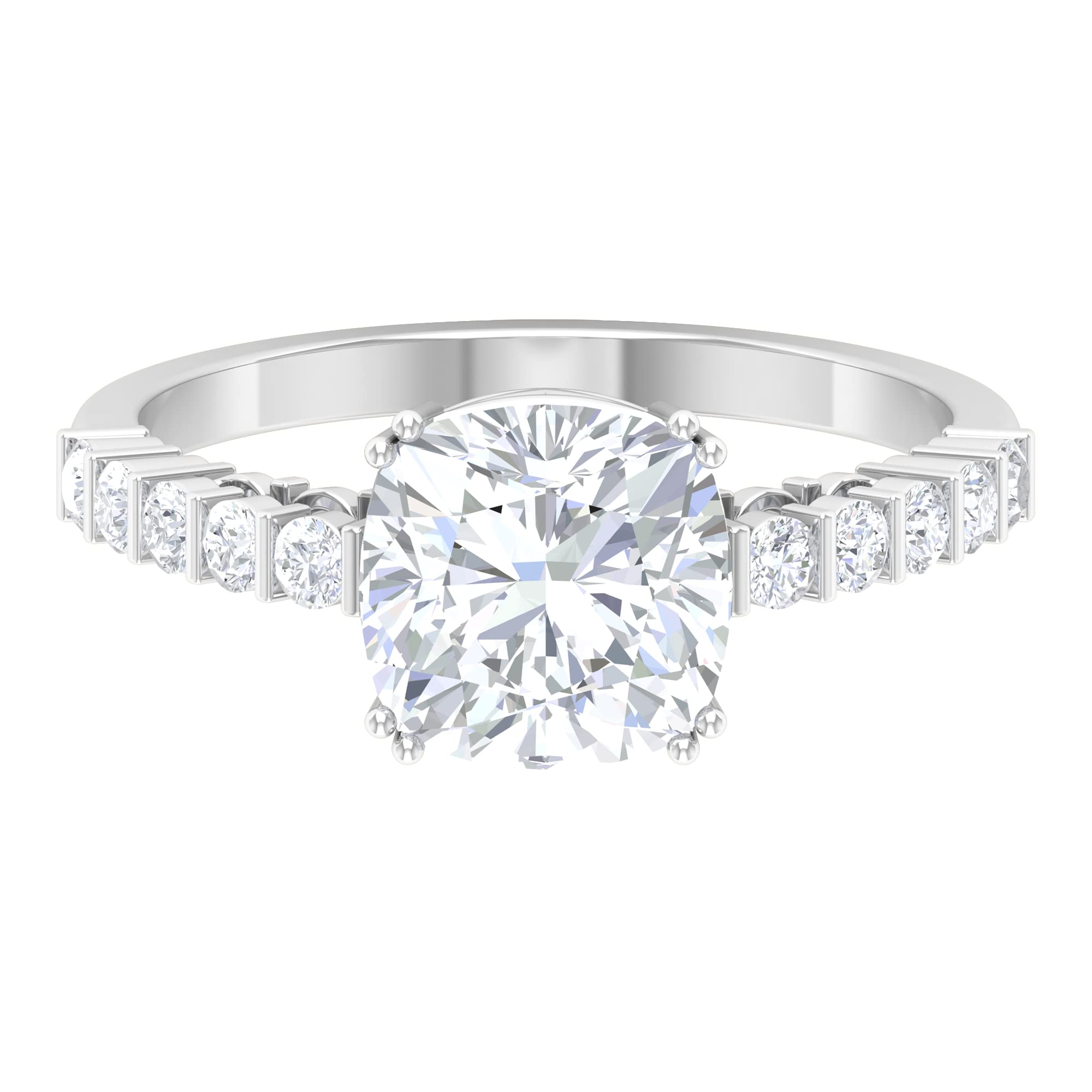 3.75 CT Moissanite Solitaire Ring for Women - 8MM Cushion Cut Moissanite Engagement Ring in 14K Solid Gold - Perfect for Proposals, Anniversaries & Special Occasions