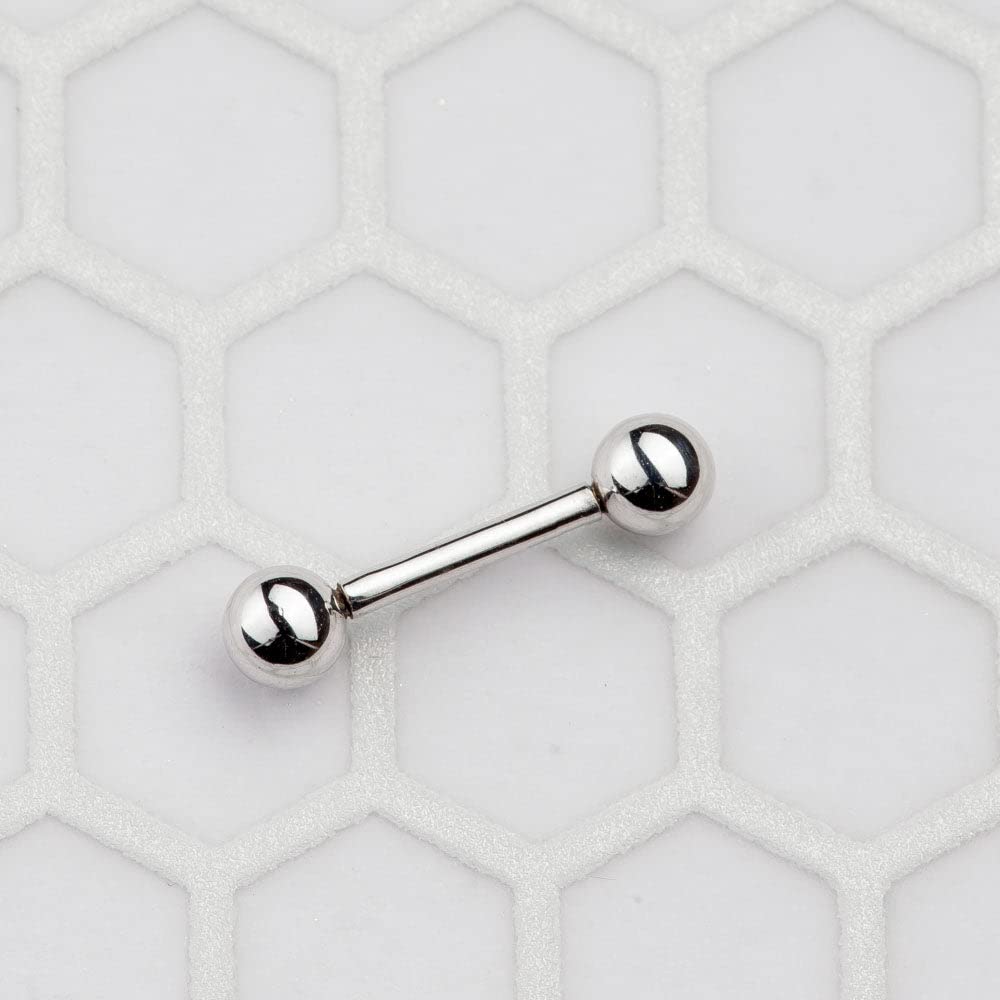 FreshTrends 14K Gold Straight Barbell Tongue Ring | 14G Hypoallergenic Body Jewelry | USA Made Piercing Jewelry for Women & Men | Perfect for Everyday Wear & Special Occasions