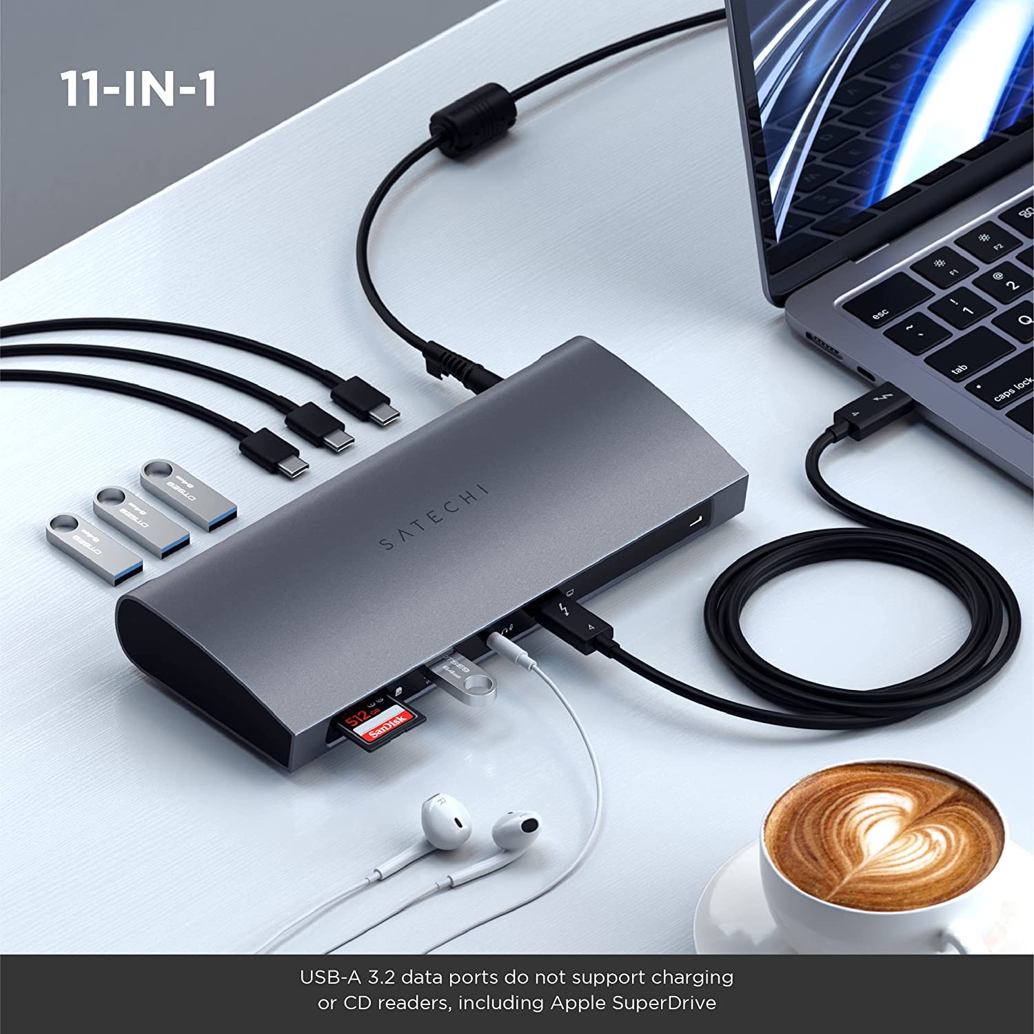 Satechi 12-in-1 Thunderbolt 4 Docking Station with 96W PD Charging, 4K HDMI, USB-C Hub - 4 Downstream Ports, 3 USB-A 3.2, SD Card Reader, Gigabit Ethernet for MacBook Pro/Air (M1 & M2) - Perfect for Home Office & Video Editing Setup
