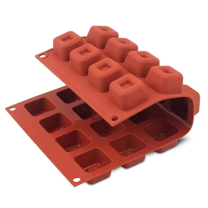 Non-Stick Orange Square Savarin Cake Mold - Perfect for Baking Cakes, Bread, and Pastries at Home or Commercial Use
