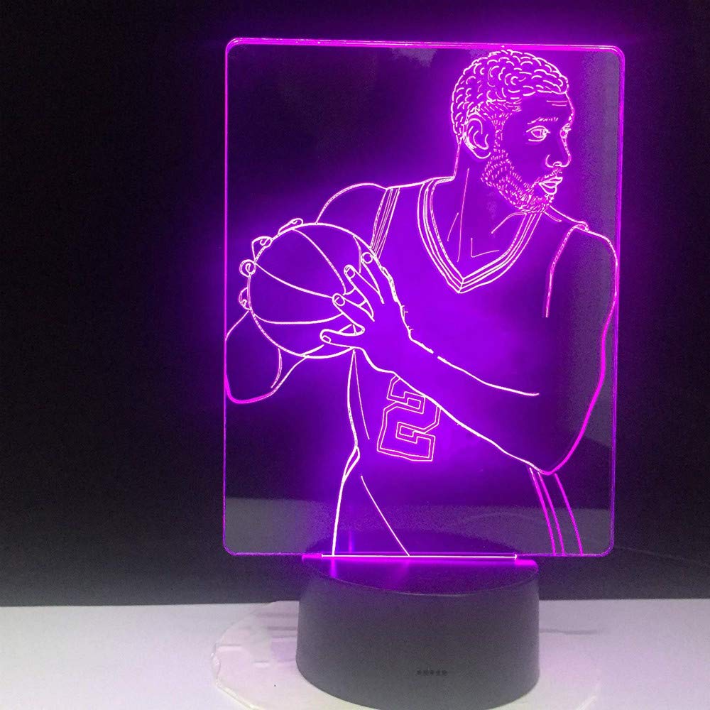 3D Basketball Player Night Light - LED Touch Switch Table Lamp with 7 Color Changing Modes, Optical Illusion Decor for Kids Room, Bedside, Desk - Perfect Gift for Christmas, Birthday & Home Decor