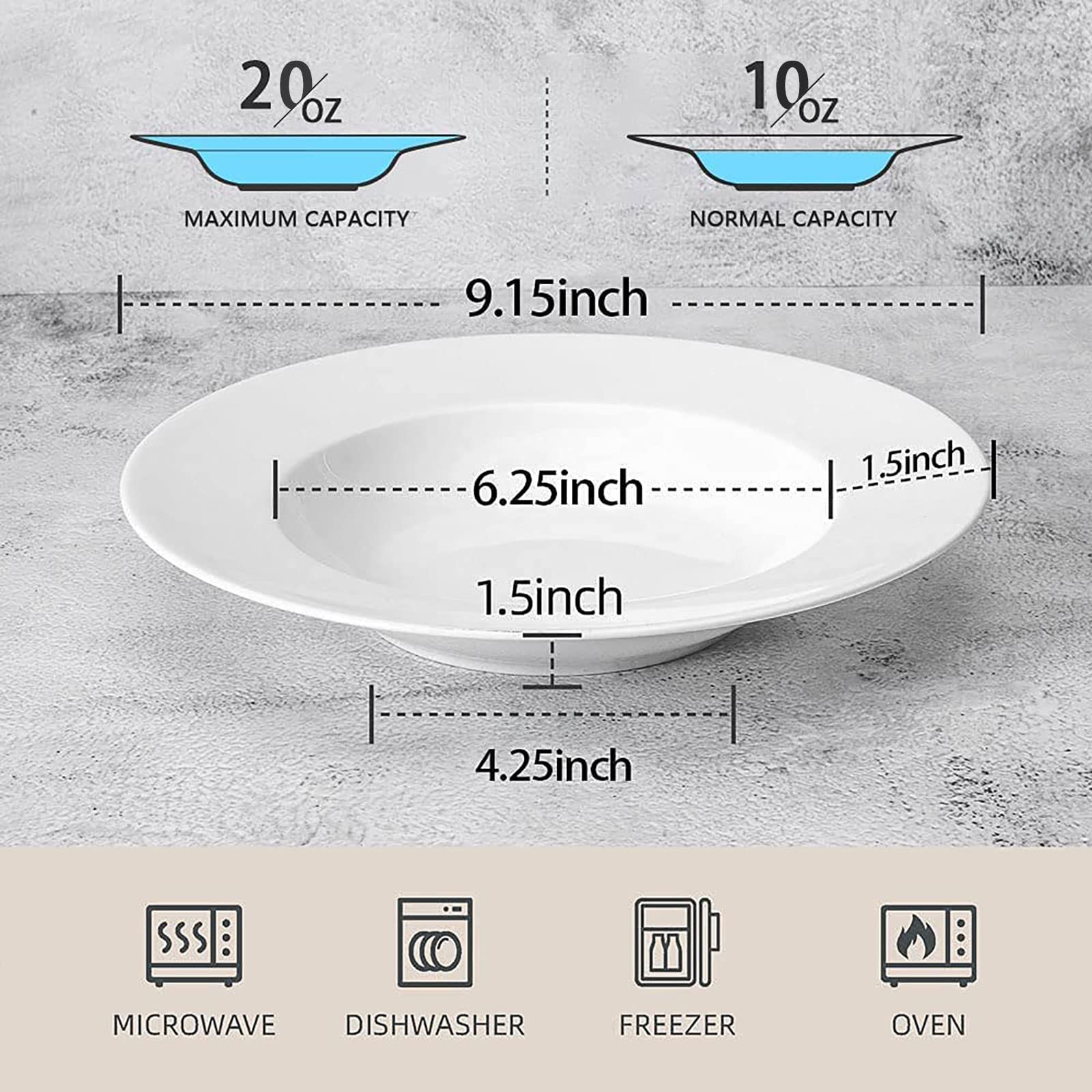 Artena 4-Piece Elegant White Pasta Bowl Set & 4-Piece Asian Soup Bowl Set with Spoons - Perfect for Italian Pasta, Asian Noodles, and Family Dining