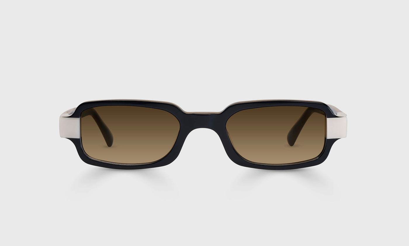 Black Onyx Straight Edge Color 00 Eyeglasses with White Front and Temples - Stylish & Durable for Work, Reading, and Everyday Wear