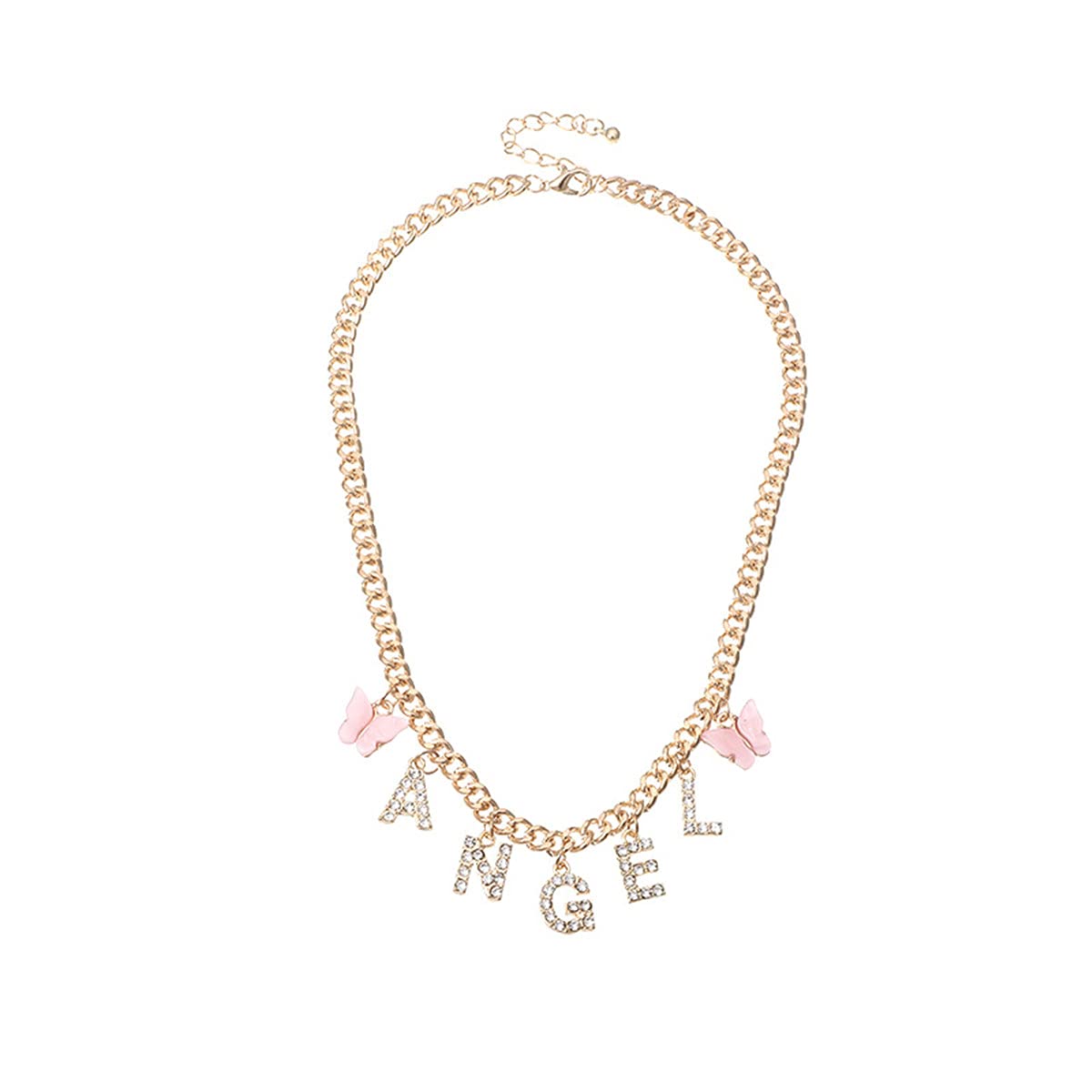Butterfly Charm Letter Crystal Honey Baby Angel Figaro Pendant Necklace - Dainty Choker Jewelry for Women & Girls - Perfect for Gifts, Parties & Everyday Wear