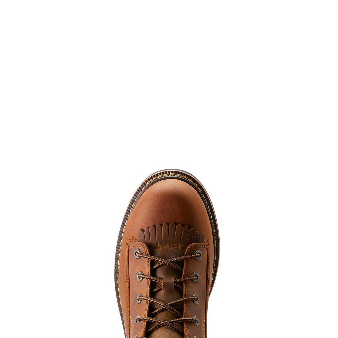 Longview Shock Shield 8 Inch Composite Toe Waterproof Work Boots - Copper Brown Safety Shoes for Construction, Warehouse & Outdoor Work