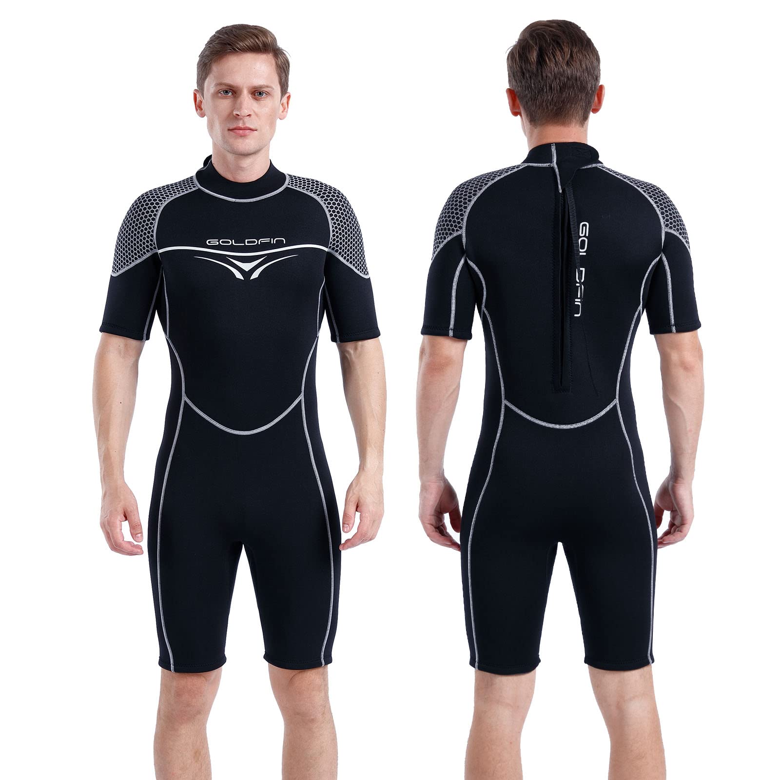 **Goldfin 3mm Neoprene Wetsuit Shorty for Women & Men - Thermal Diving & Surfing Suit with Back Zip - Perfect for Swimming, Snorkeling & Water Sports (Women M, Men 2XL) - Ideal for Beach, Pool & Ocean Adventures**