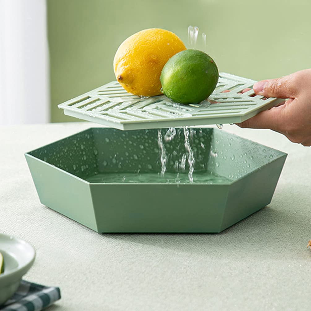 Hexagon Plastic Fruit Drainer Basket - Multi-Purpose Kitchen Draining Tray for Fruits, Snacks & Tea - Creative Home Fruit Plate for Parties, Picnics & Daily Use