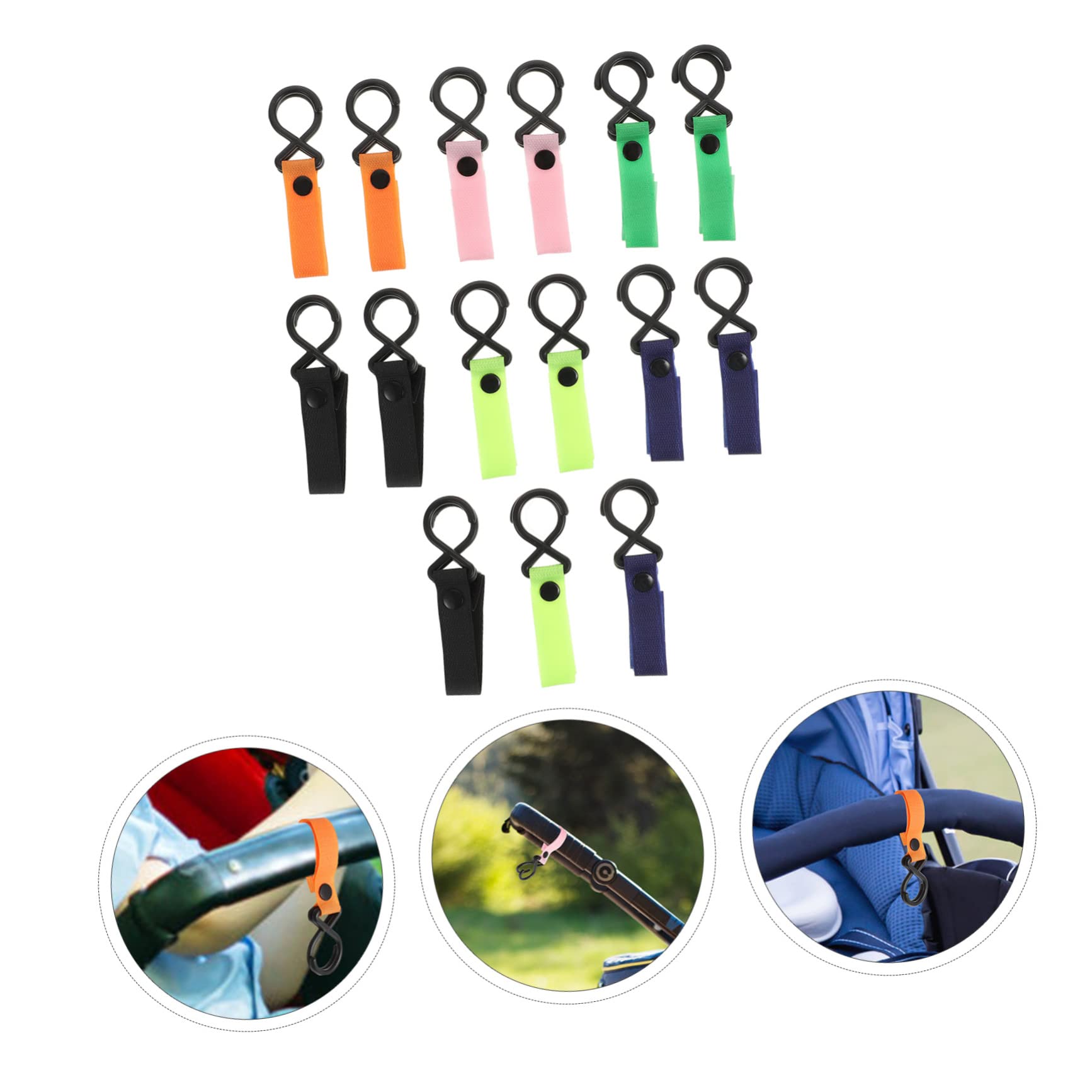 VICASKY 15-Pack Heavy Duty Stroller Hooks - Multi-Purpose Hanging Hooks for Wheelchairs, Prams & Pushchairs - Durable Strap Hangers for Shopping Bags, Purses & Baby Supplies - Perfect for Parents & Caregivers