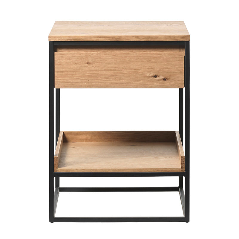 RIVOLI Modern Side Table - Natural Oak & Black Finish - Perfect for Living Room, Bedroom, or Office Accent Furniture