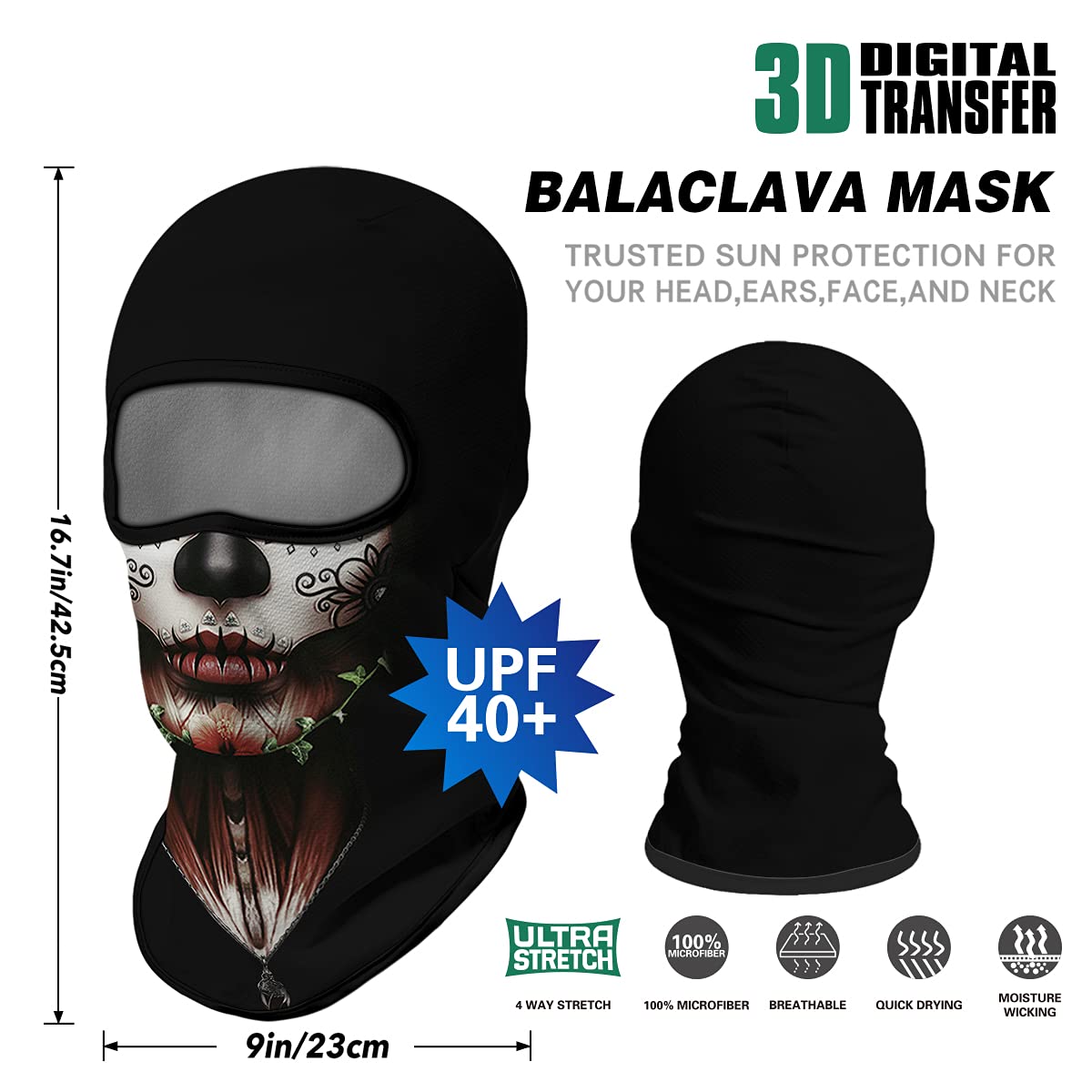 Venswell 3D Balaclava Ski Mask - Cool Skull & Animal Print Full Face Mask for Skiing, Cycling, Motorcycle Riding & Halloween Costumes - Windproof & Breathable Winter Sports Accessory