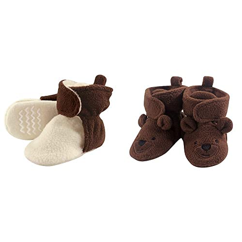 Hudson Baby Fleece Booties 2-Pack, Brown Bear 18-24M - Cozy Winter Footwear