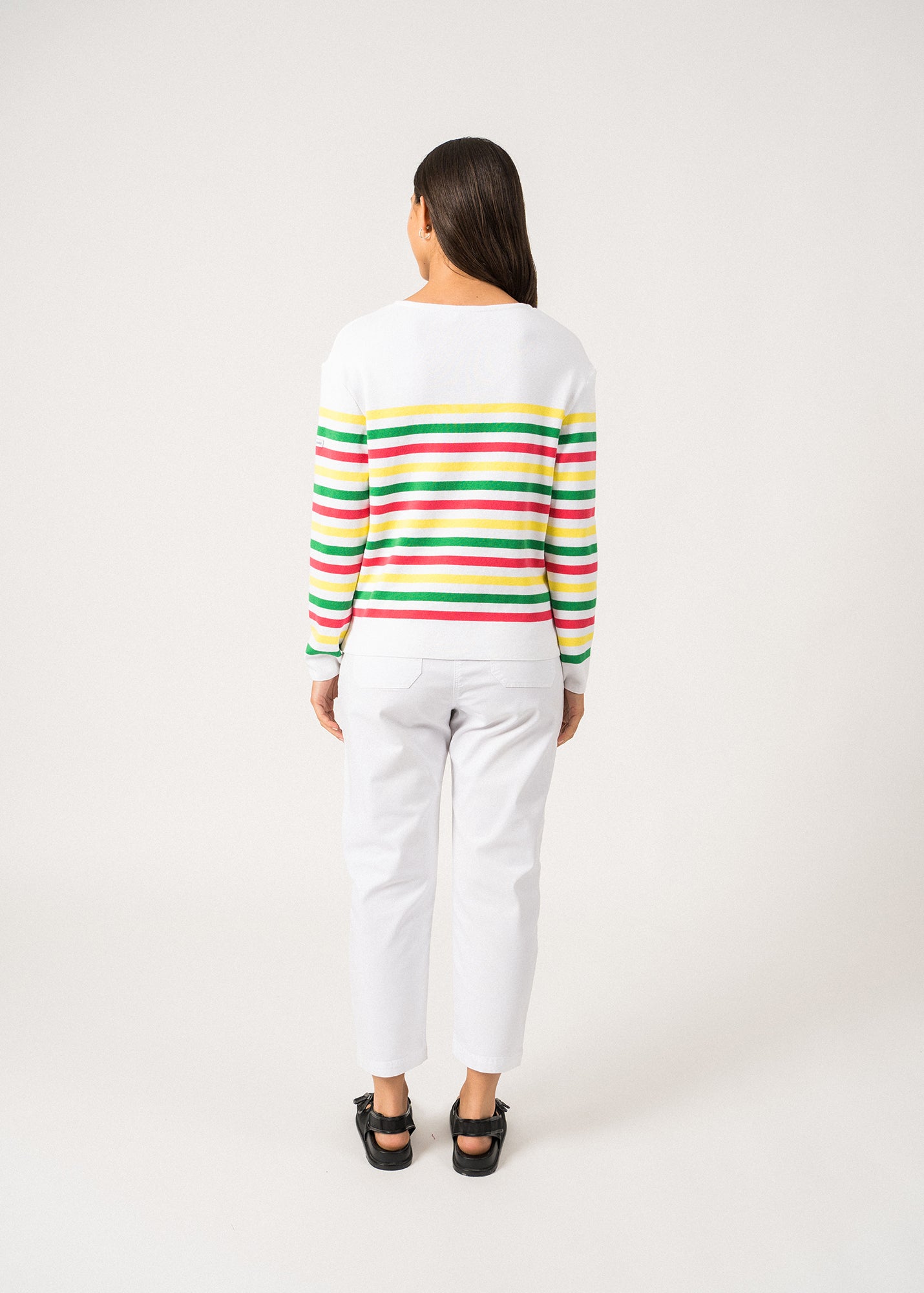 ECRINS COTTON Women's Tricolor Striped Cotton Sweater - Soft & Stylish Pullover for Casual Wear, Office & Fall Fashion (Côte d'Azur Collection)