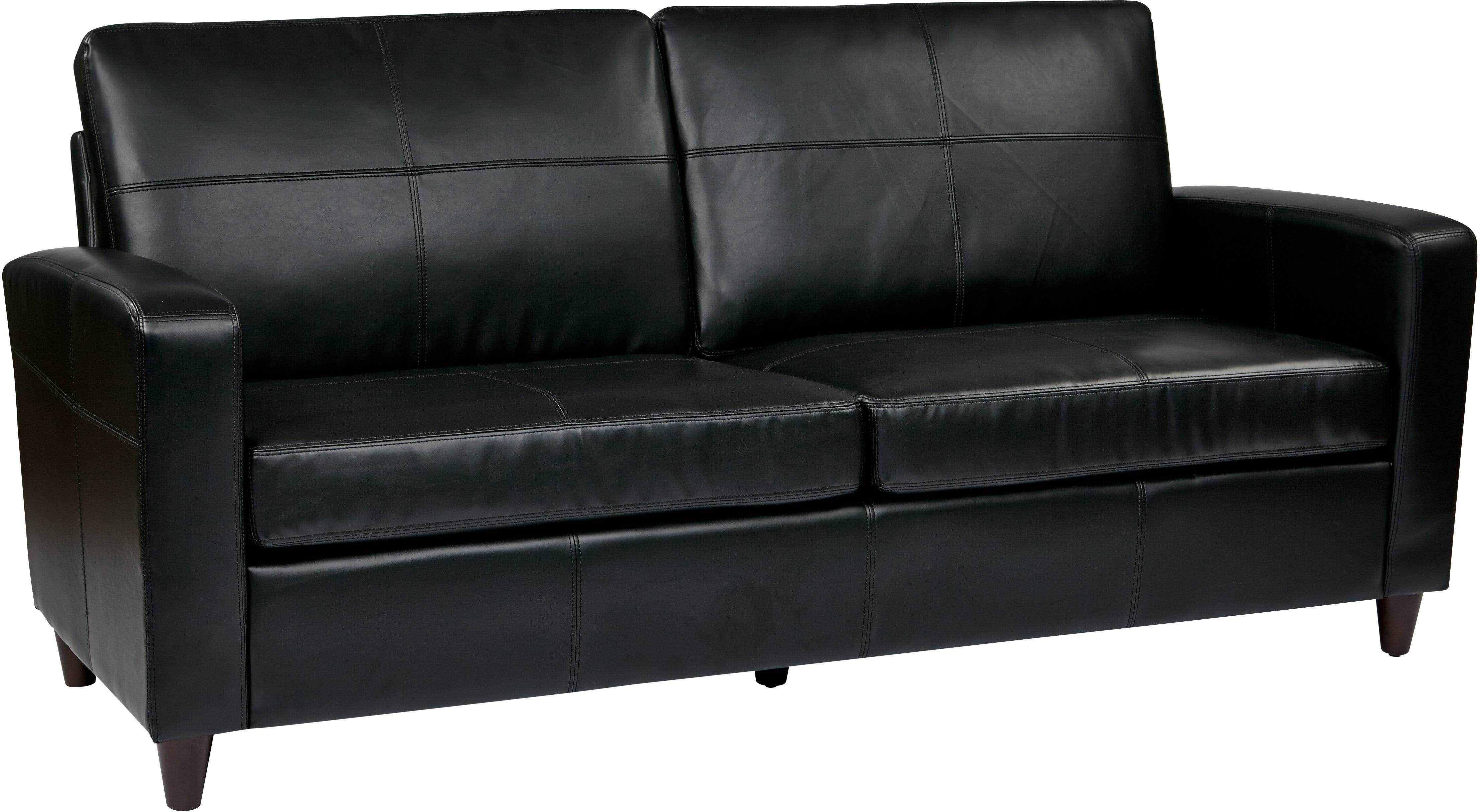 OSP Furniture® Black or Espresso Bonded Leather Sofa with Espresso Legs [SL2813] - Perfect for Living Room, Office, or Lounge Comfortable Seating