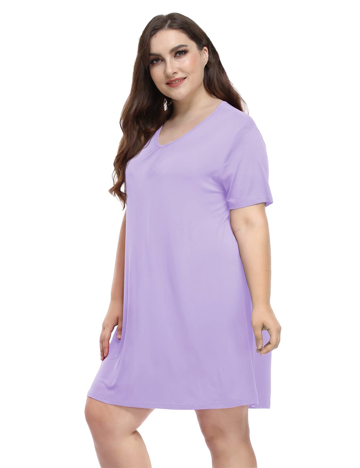 MissNina Women's Plus Size Nightgown - Soft V-Neck Modal Sleepwear for Women, Comfortable Sleep Dress & Night Shirt - Perfect for Lounge, Bedtime & Relaxing at Home